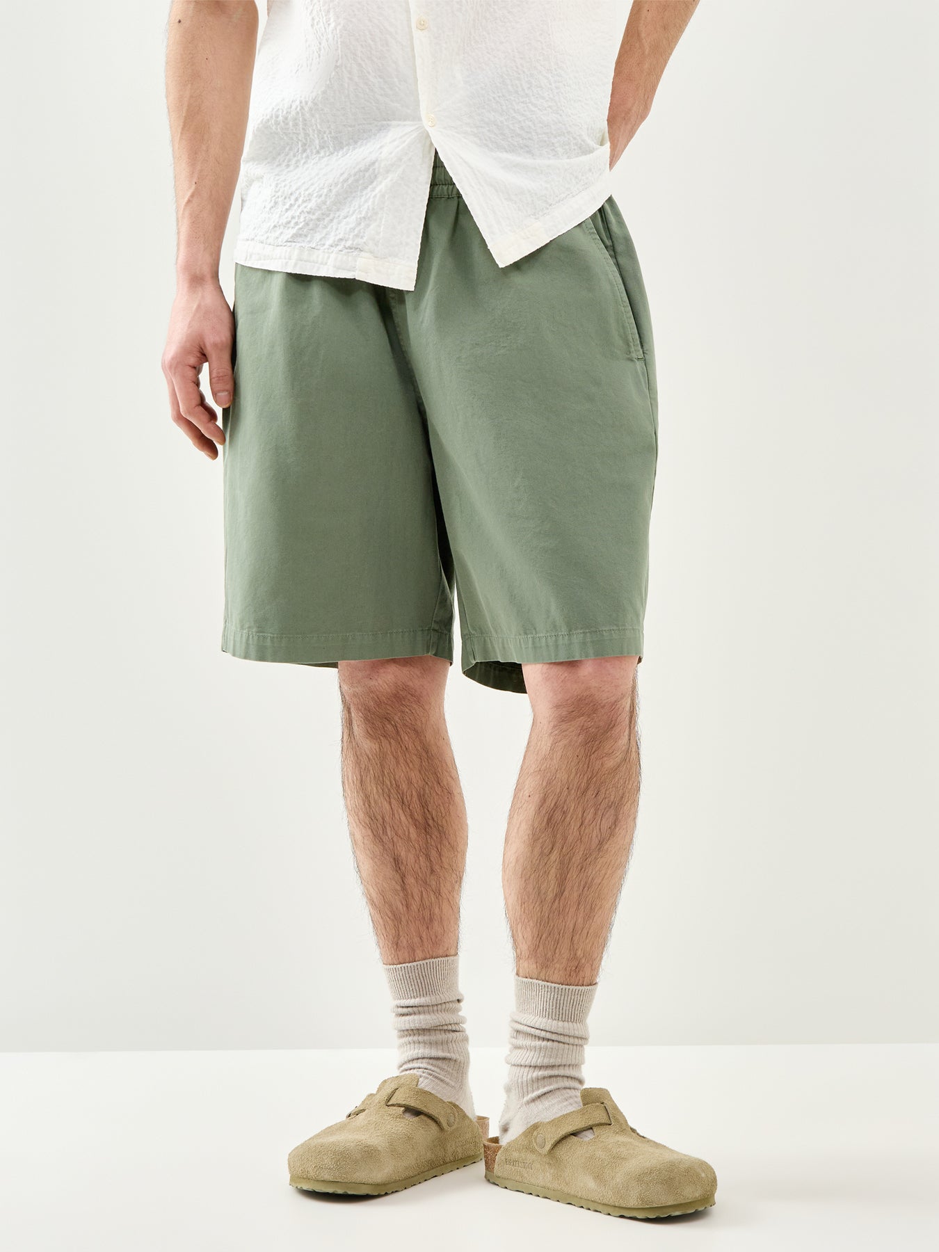 Simple Cotton Shorts Olive