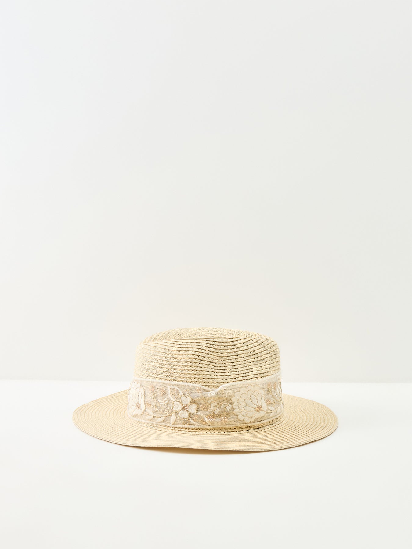 Structured Straw Hat Beige