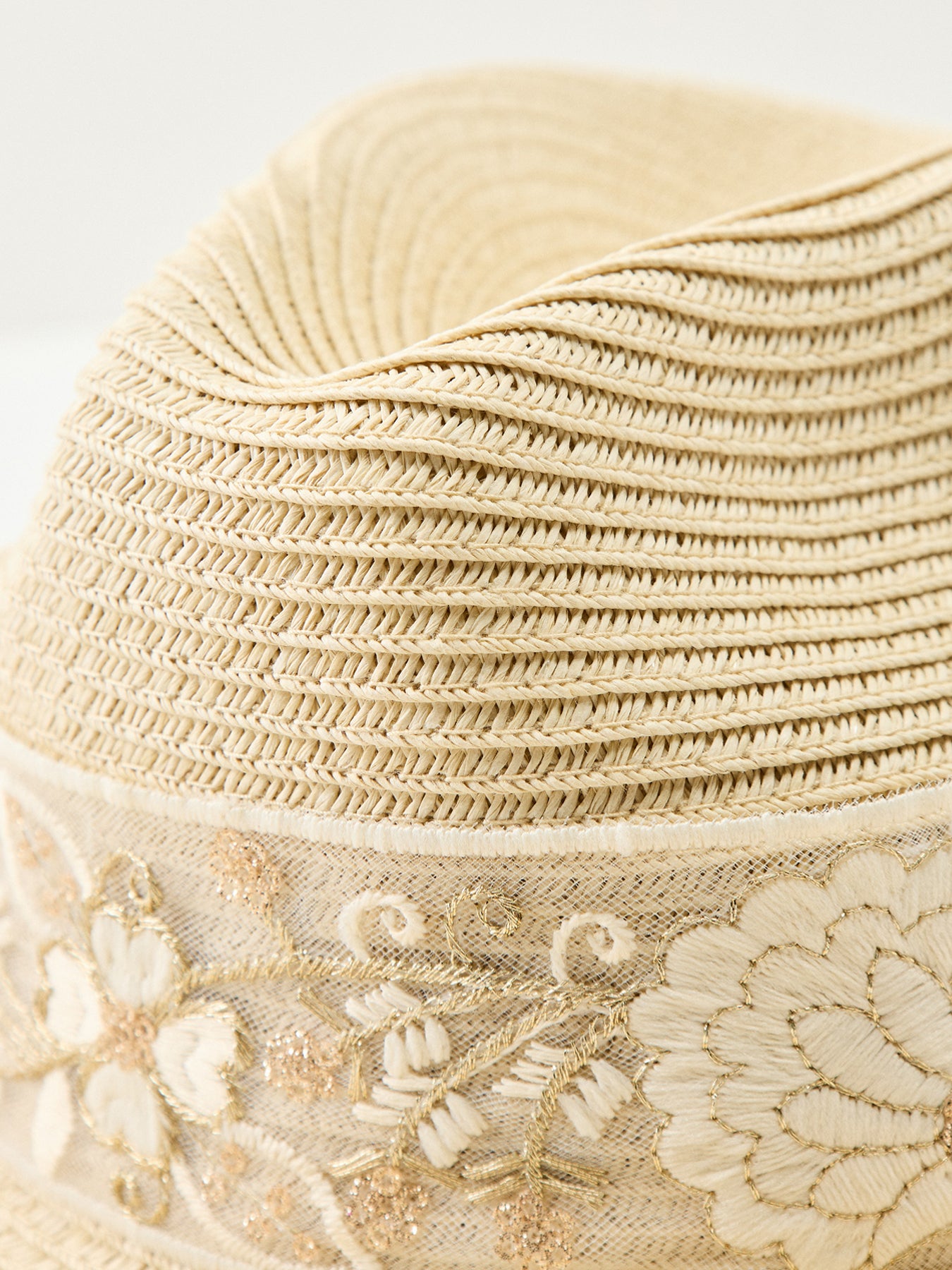 Structured Straw Hat Beige