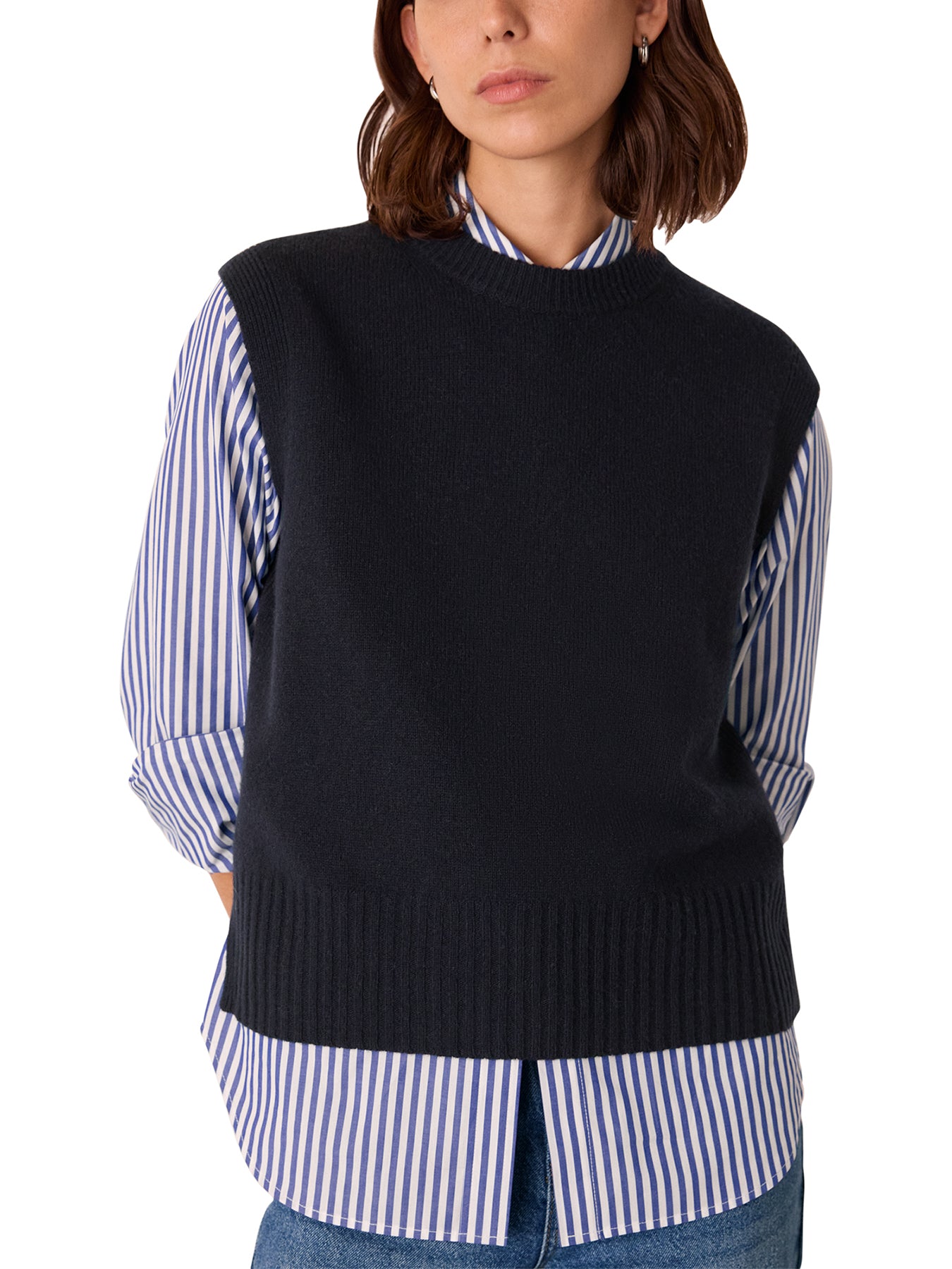 Wool Sleeveless Tank Blue