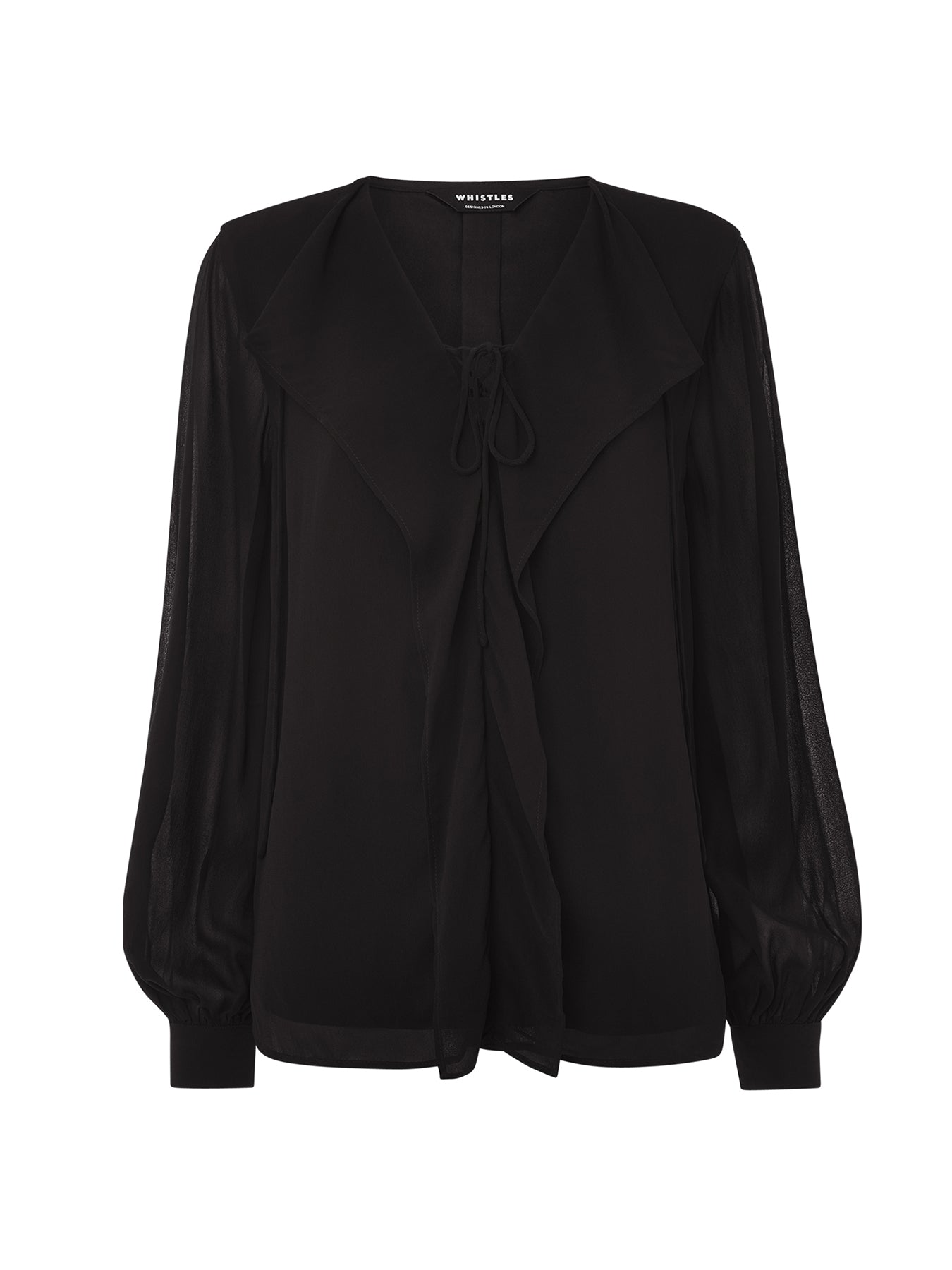 Sheer Frill Blouse Black