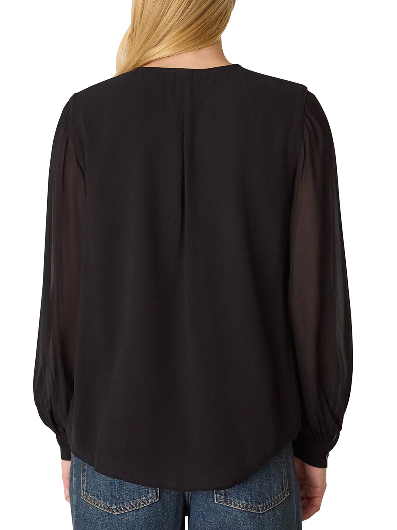 Sheer Frill Blouse Black
