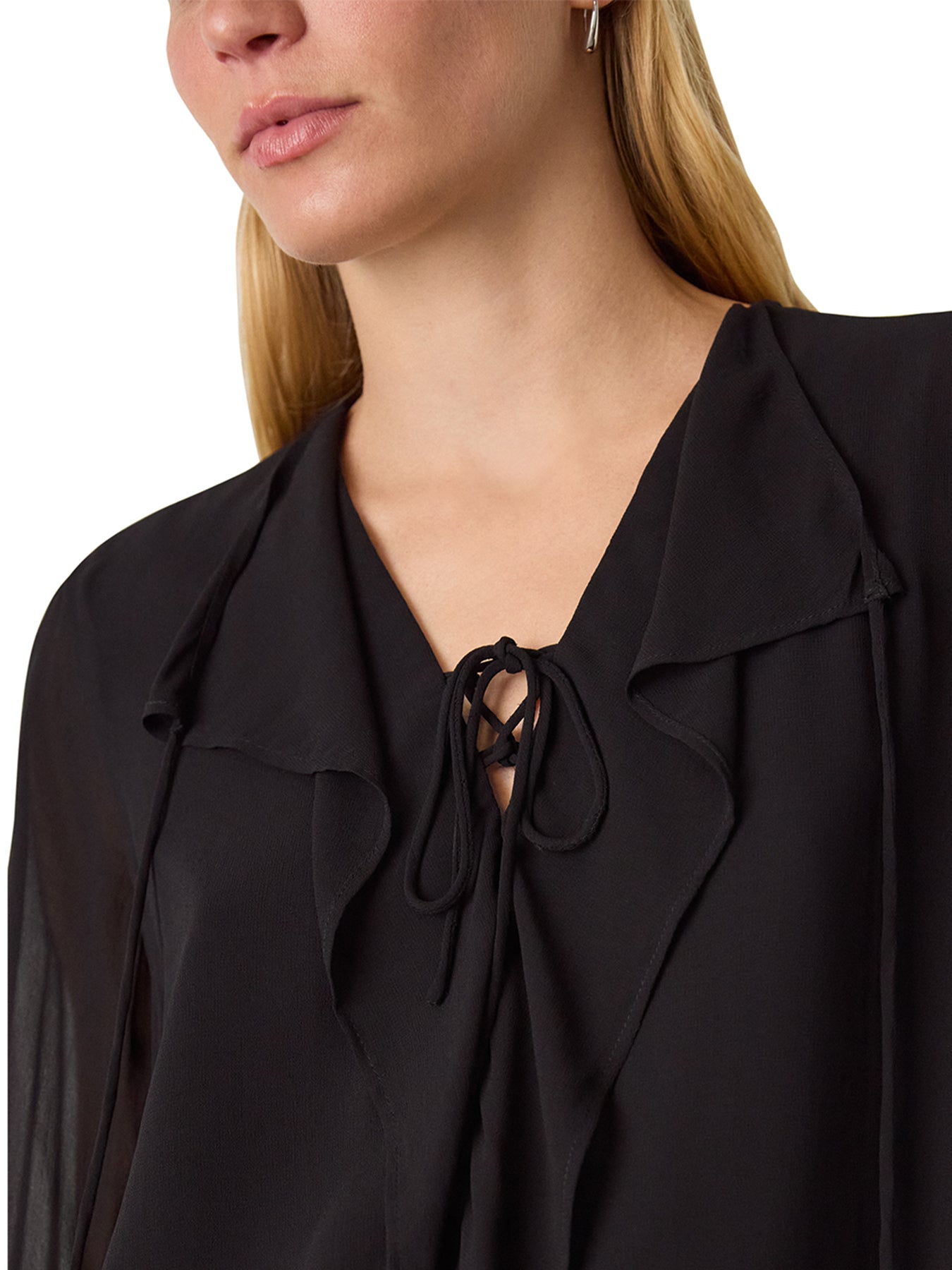 Sheer Frill Blouse Black