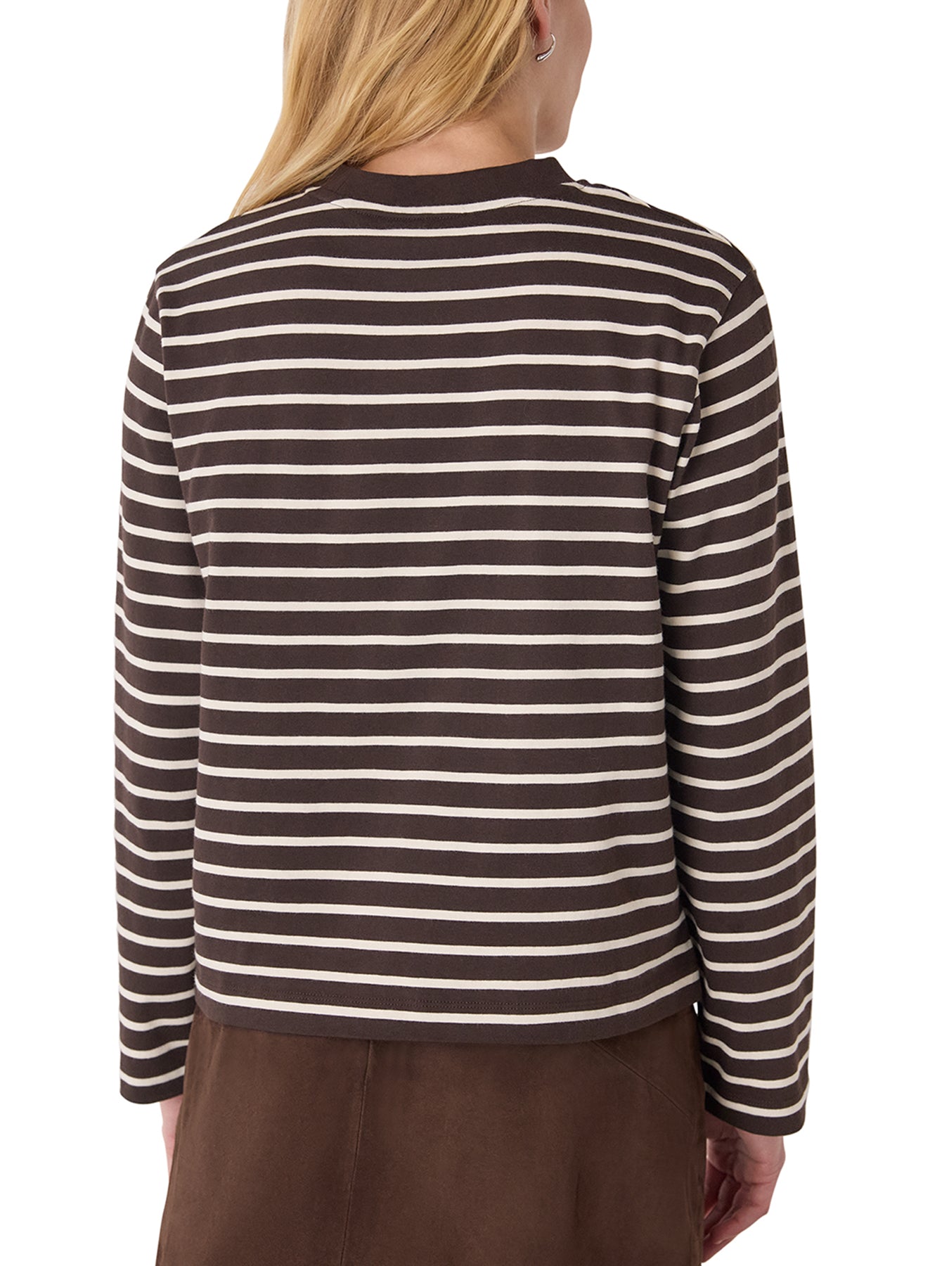 Stripe Cotton Jersey Top Brown