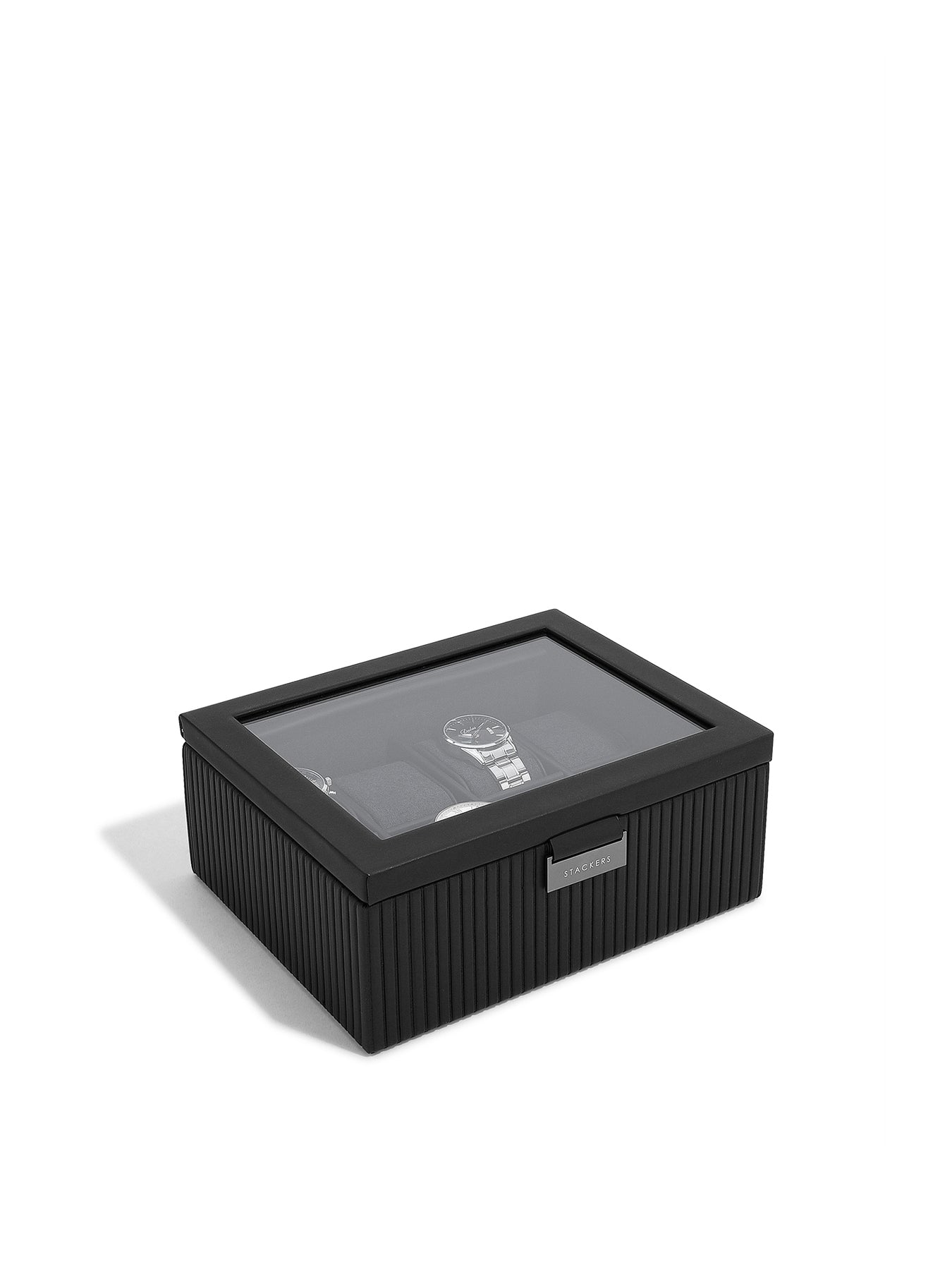 Fluted 8pc Watch Box Black