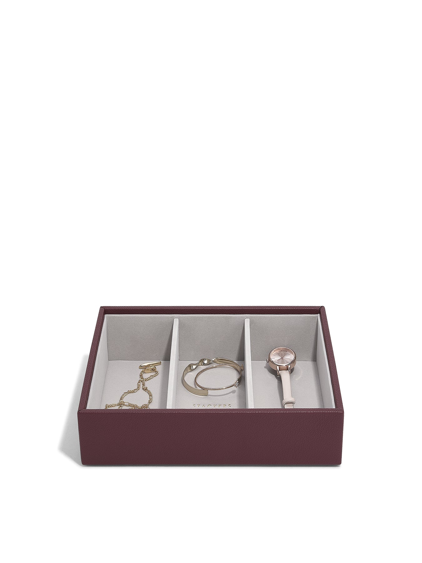 Classic Deep Jewellery Box 3 Layer Burgundy