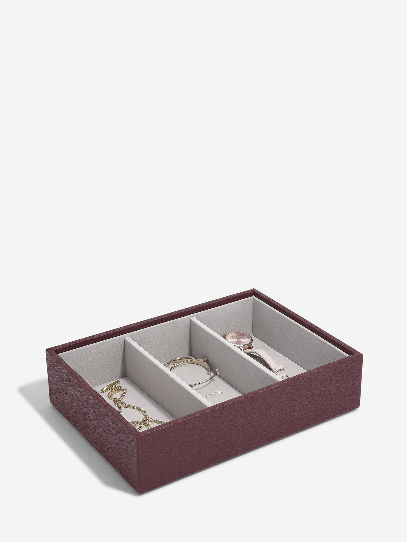 Classic Deep Jewellery Box 3 Layer Burgundy