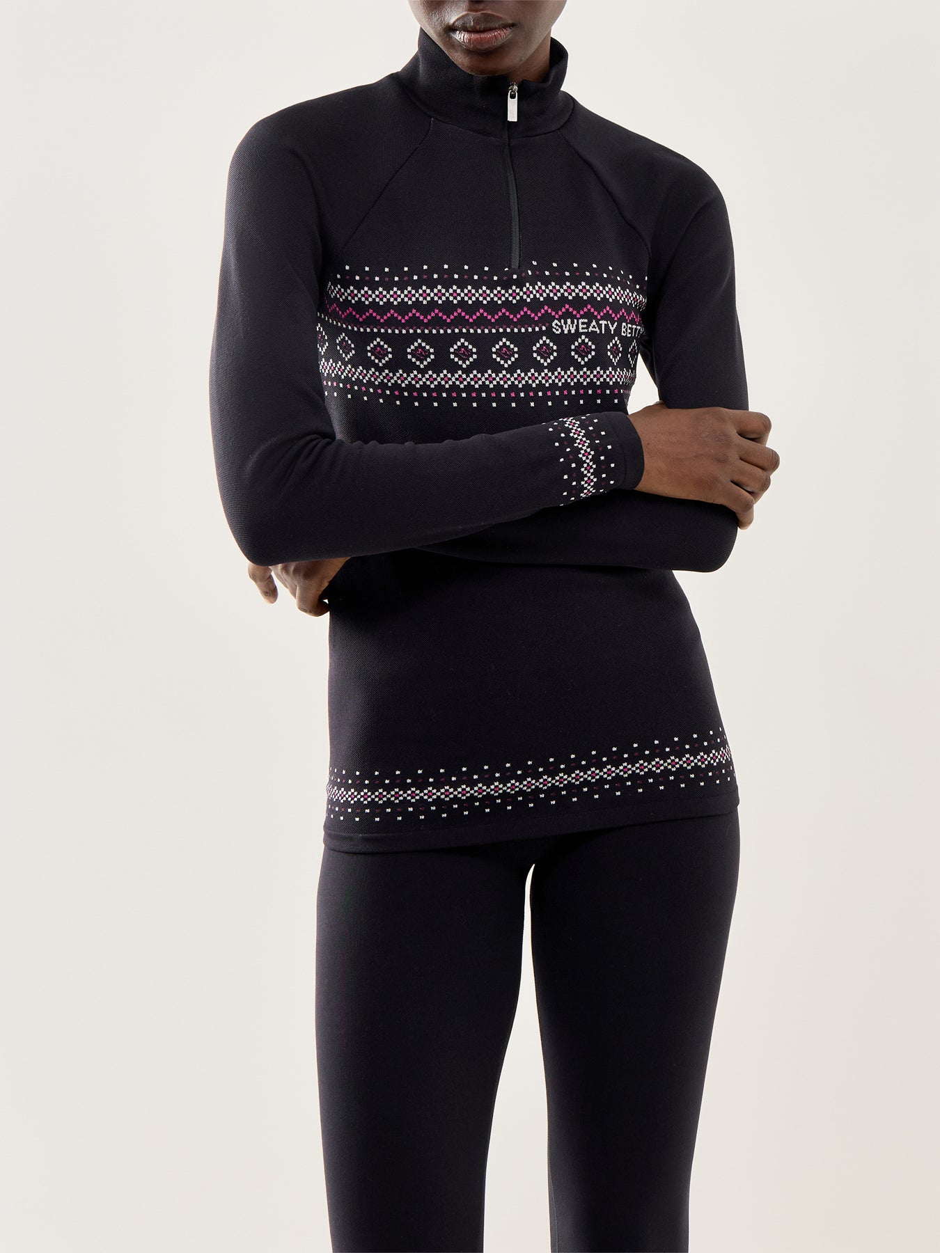 Fairisle Novelty Half Zip Base Layer Black