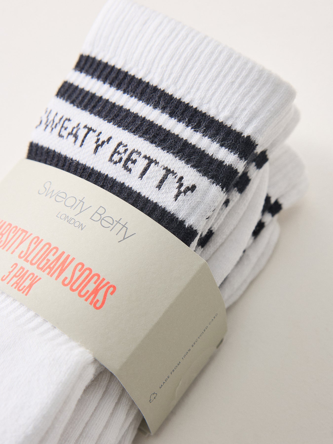 Varsity Slogan Socks White Black