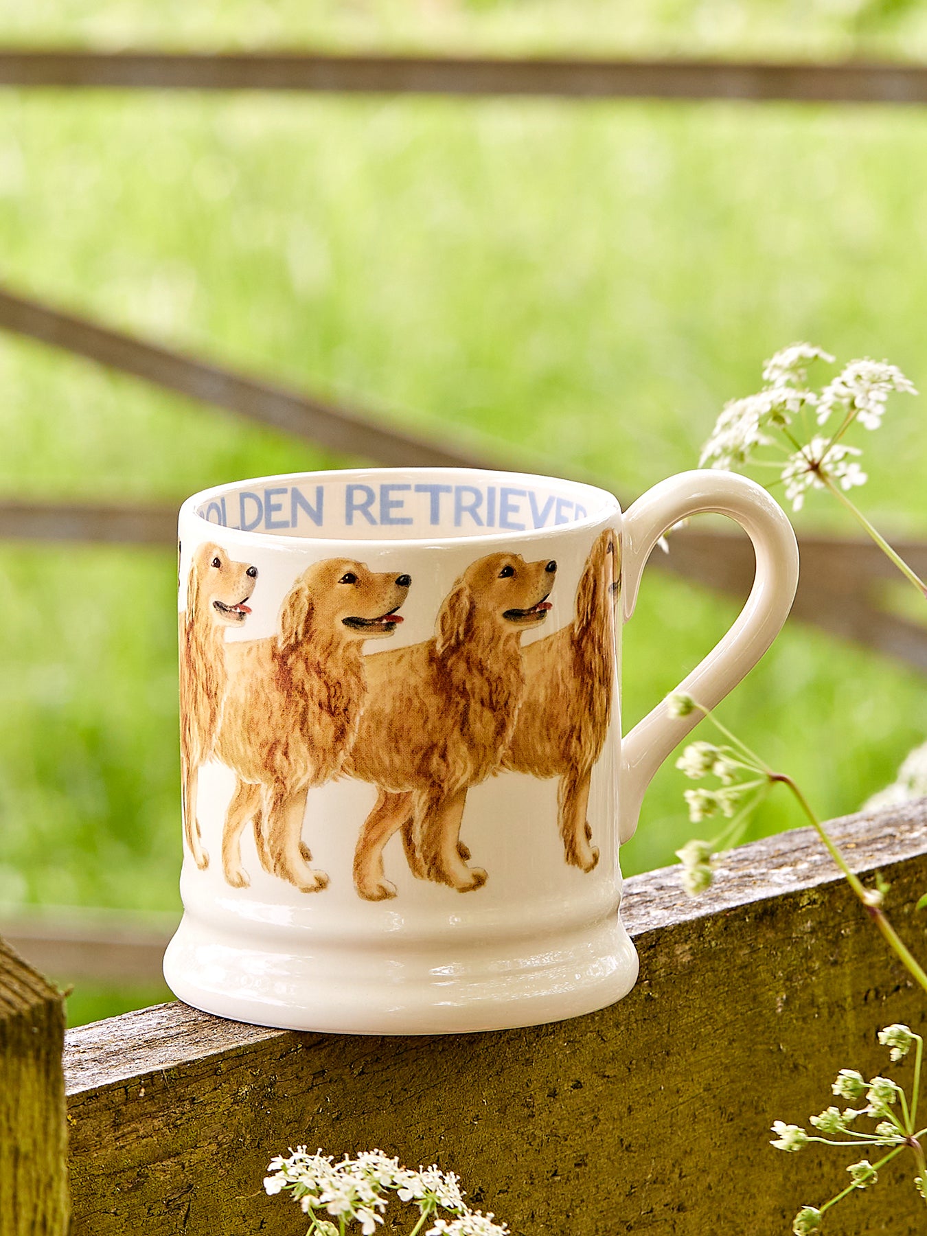Golden Retriever Stoneware Mug with Hand-Drawn Artwork