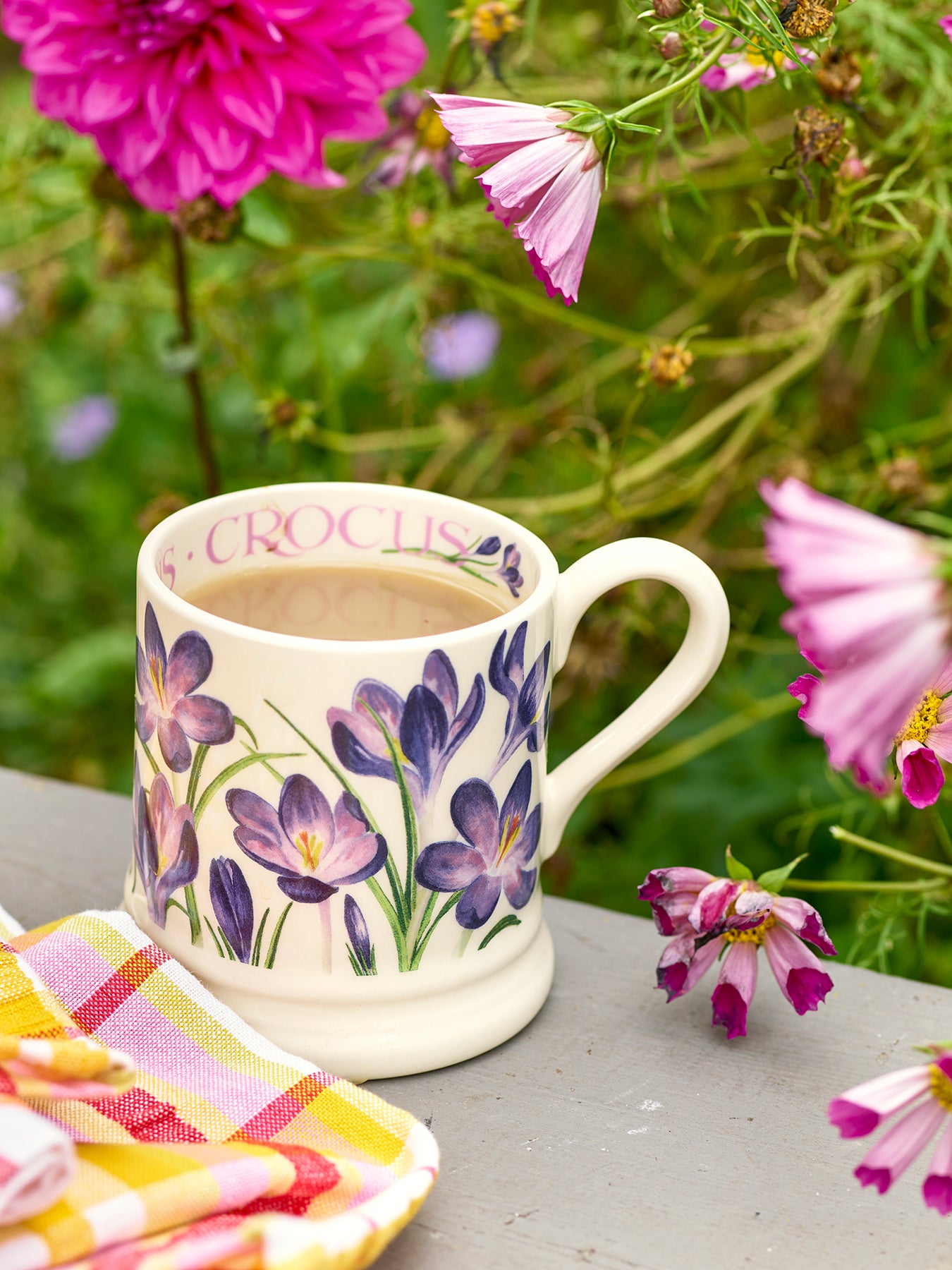 Crocus Stoneware Mug with Botanical Artwork