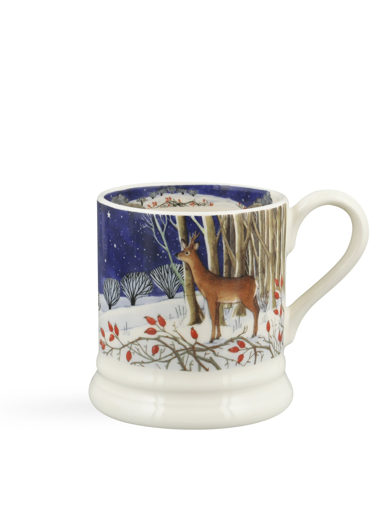 Midnight Deer Stoneware Mug with Seasonal Illustration