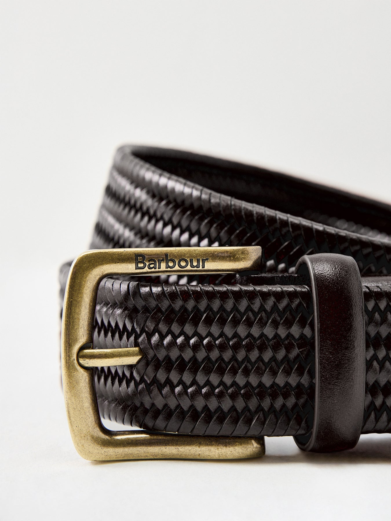 Stretch Leather Woven Belt Black