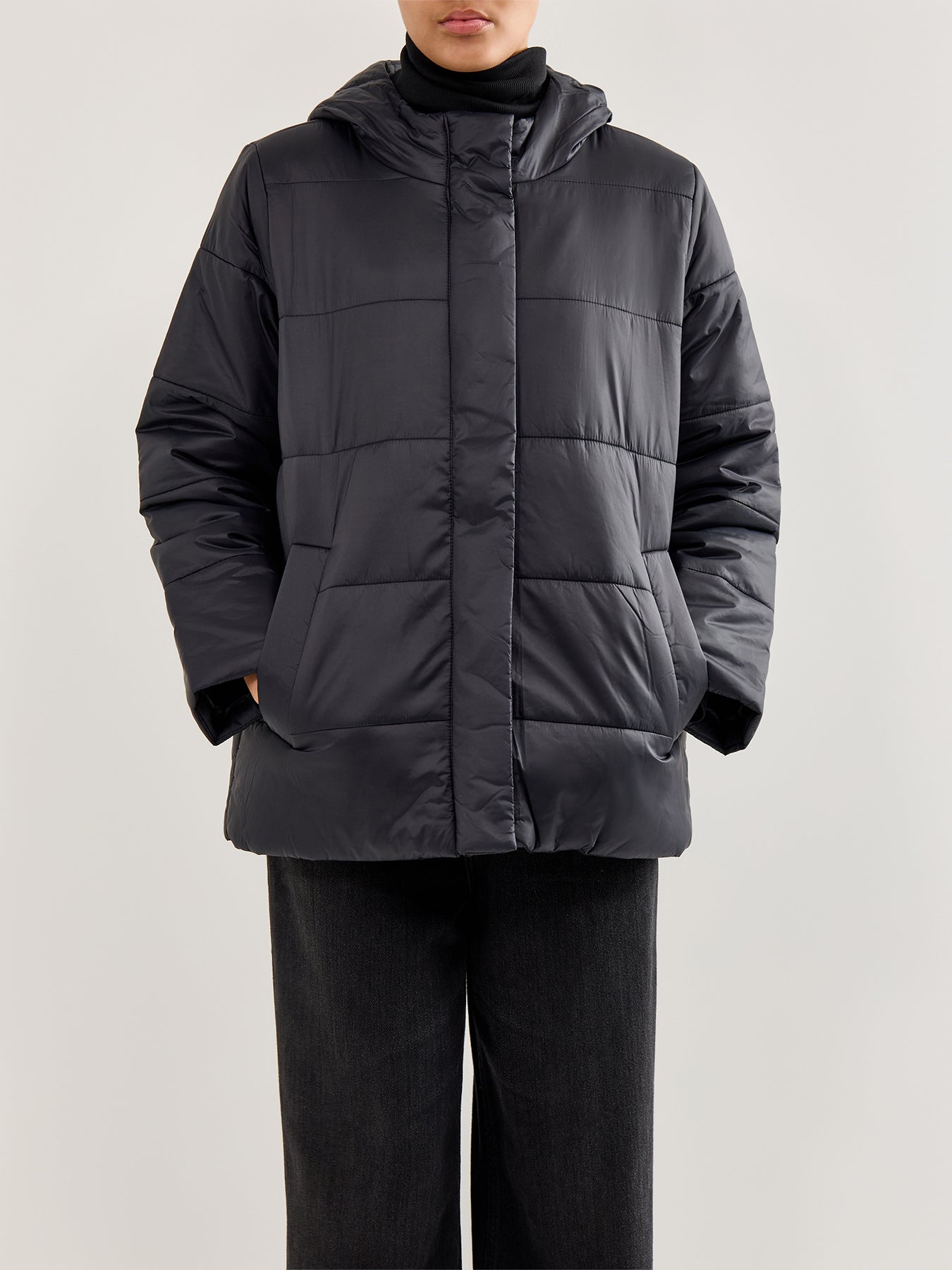 Hooded Puffer Coat Black