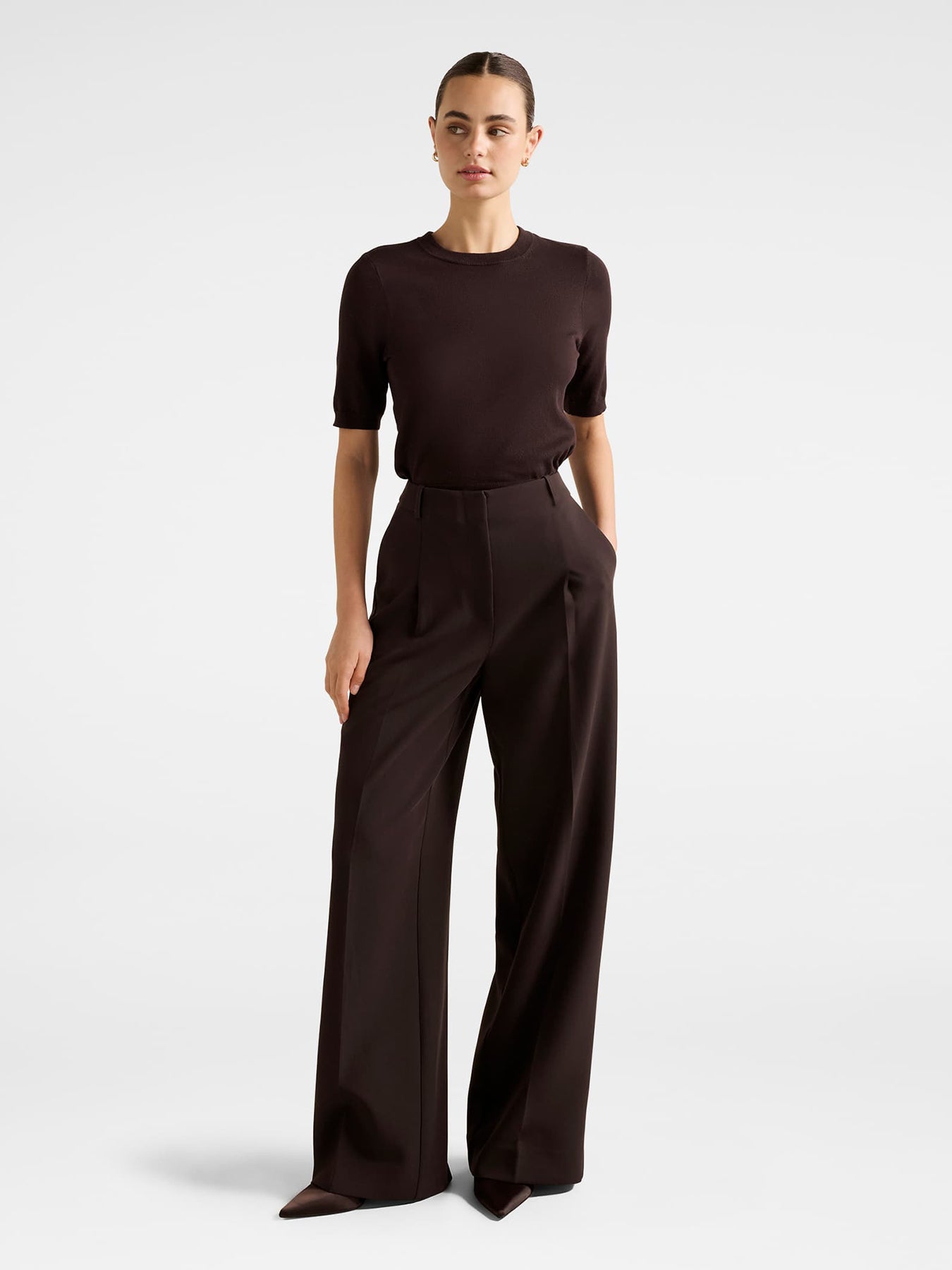 Briony Wide Leg Pants Brown