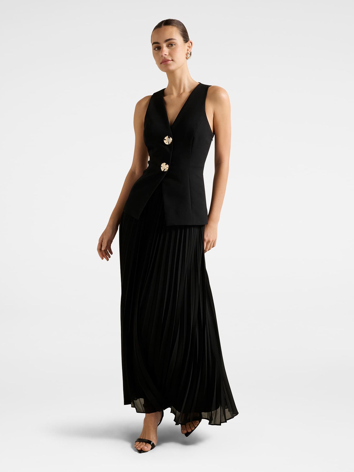 Larissa Pleated Maxi Dress Black
