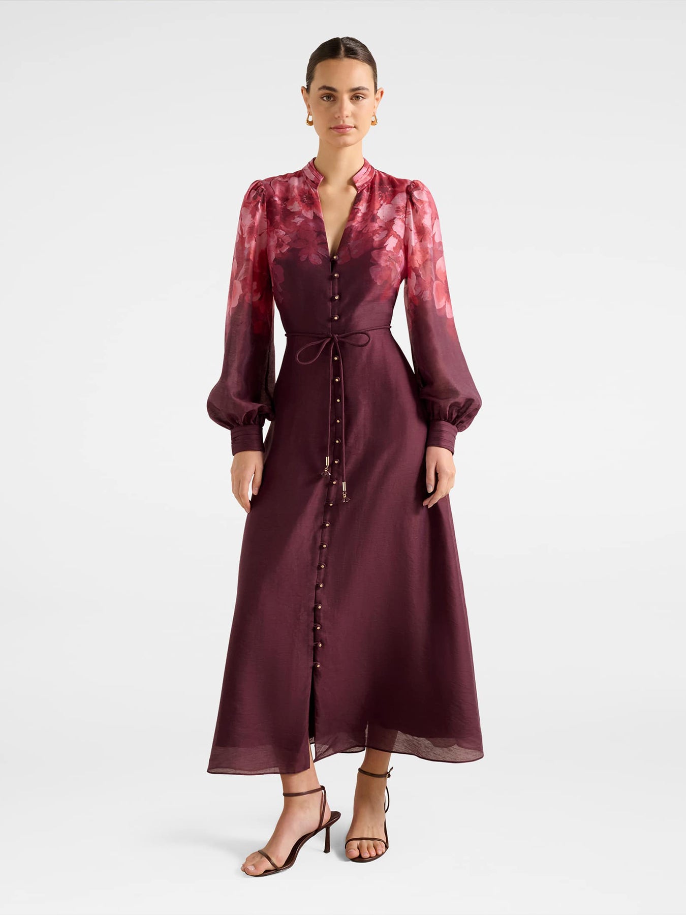 Camilla Long Sleeve Printed Midi Dress Multi