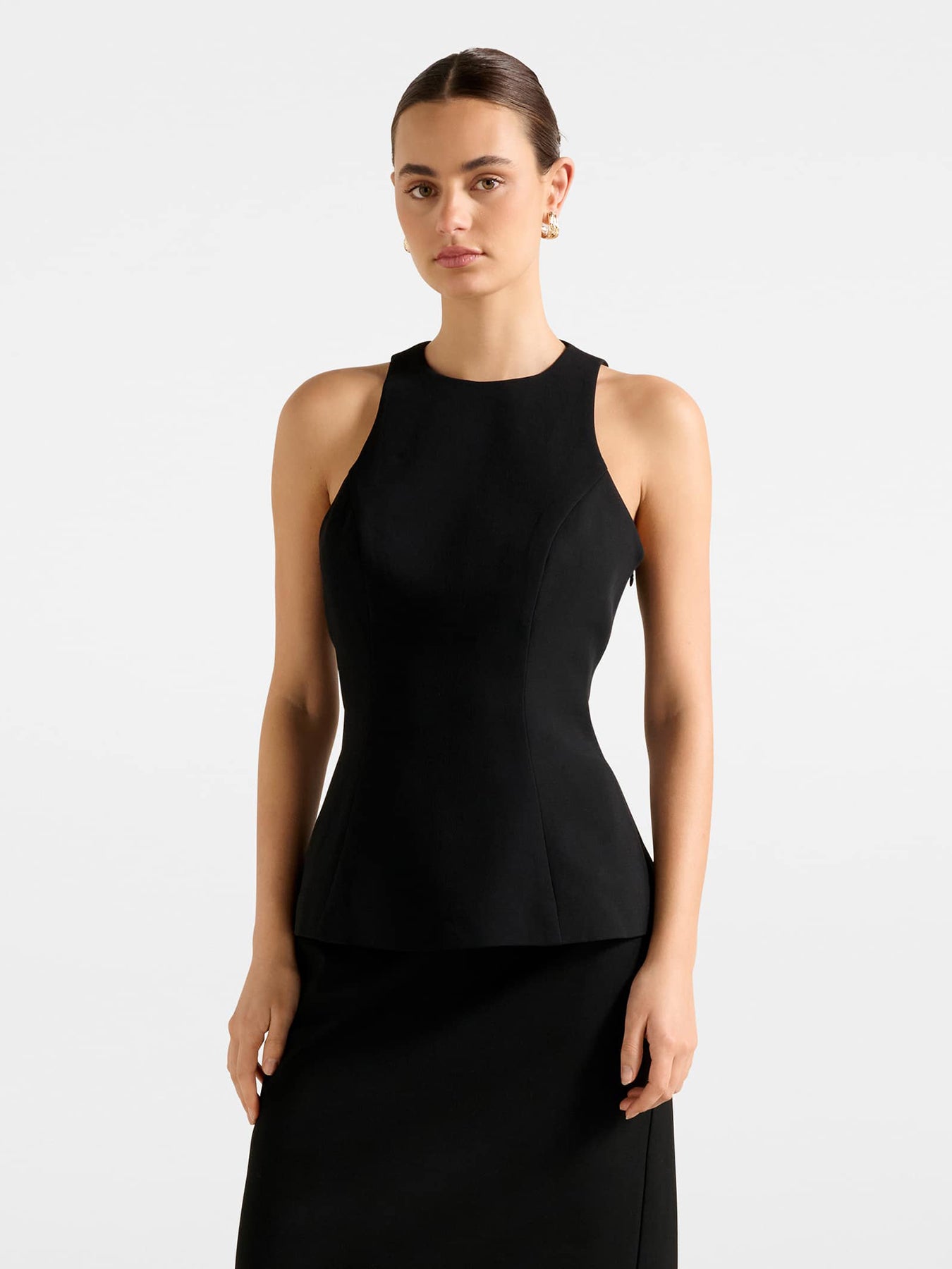 Dahlia Fit and Flare Top Black