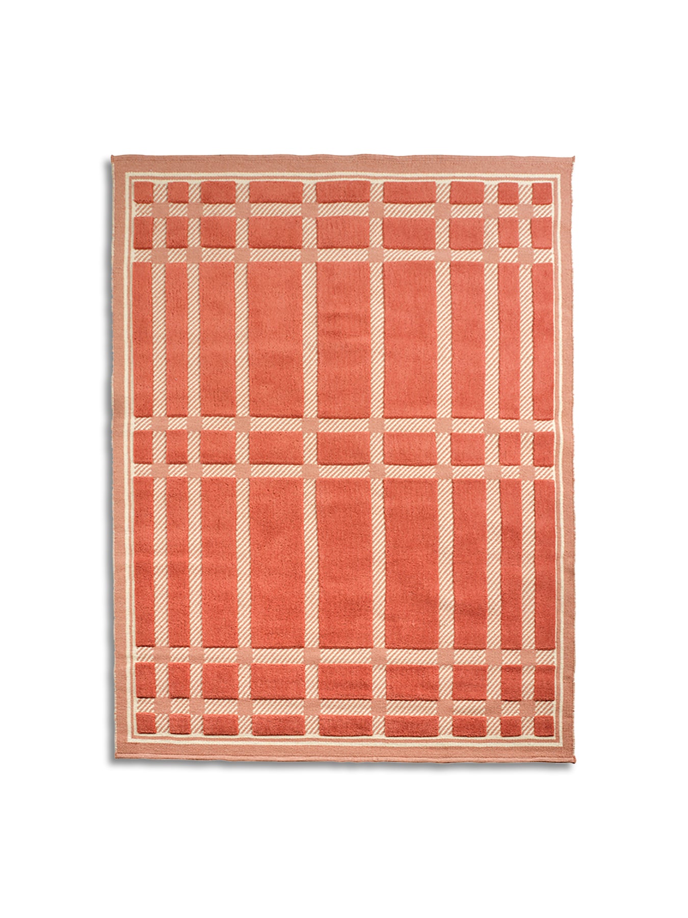 Lattice Wool Rug Coral Medium