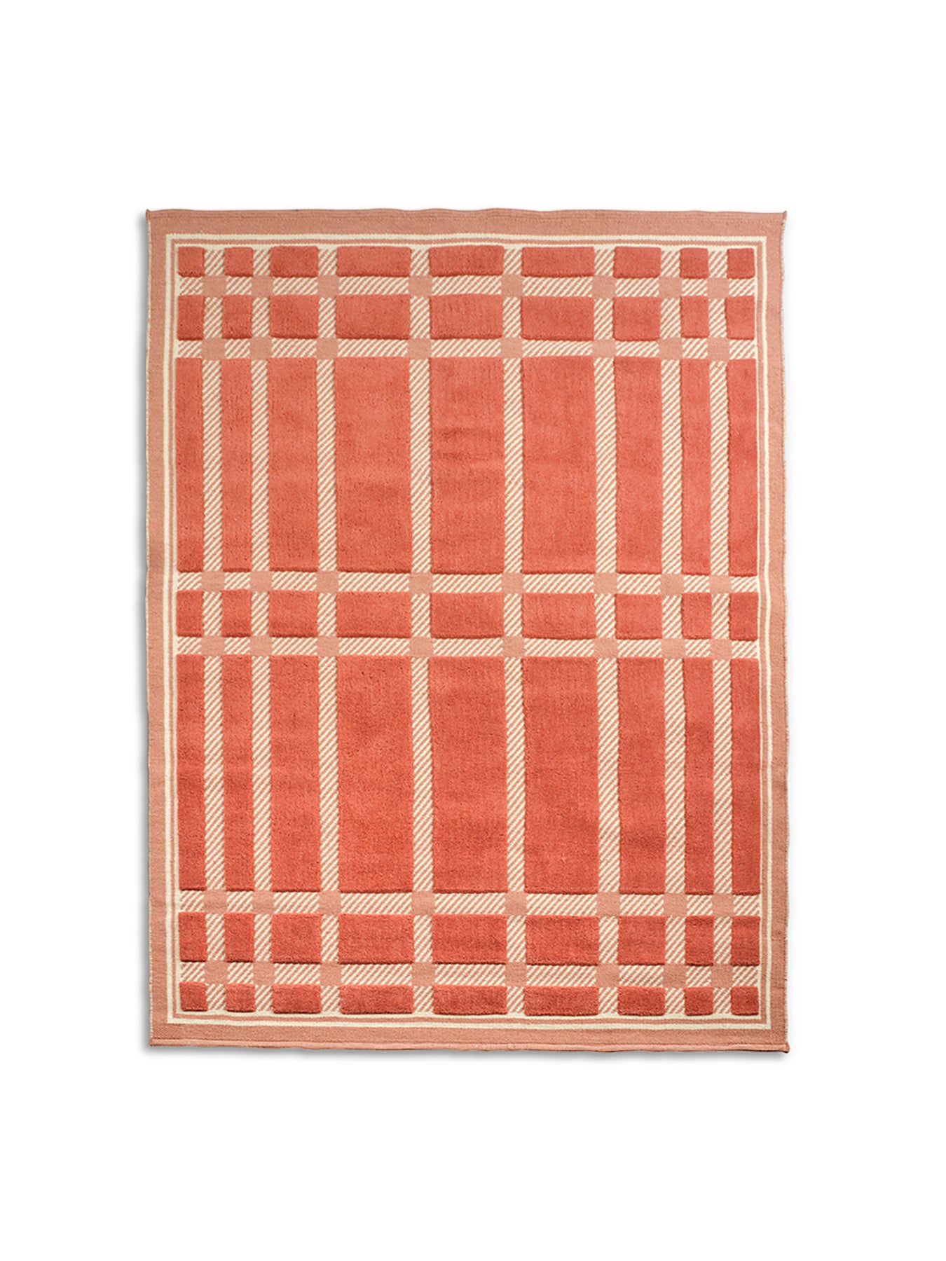 Lattice Wool Rug Coral Large