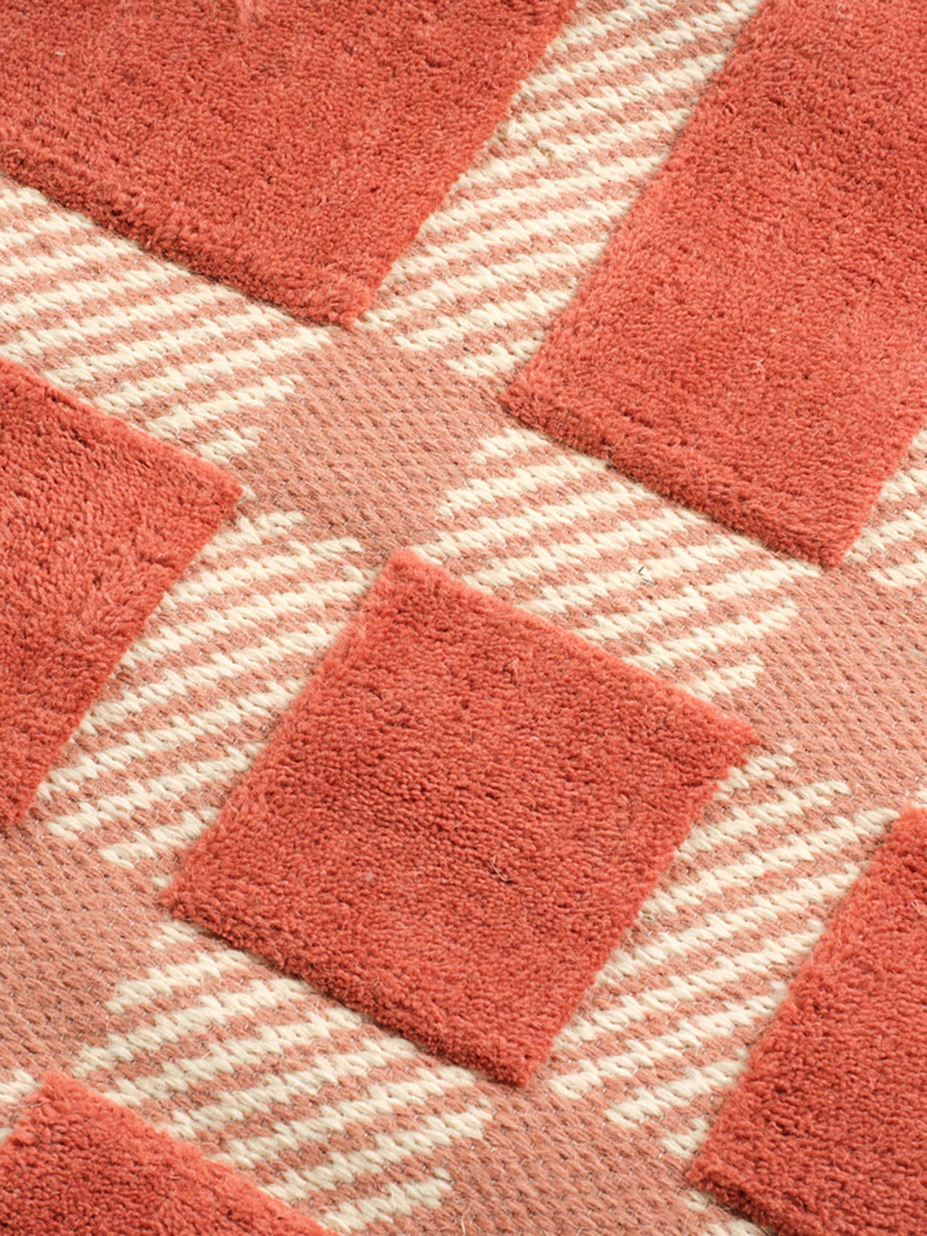 Lattice Wool Rug Coral Large
