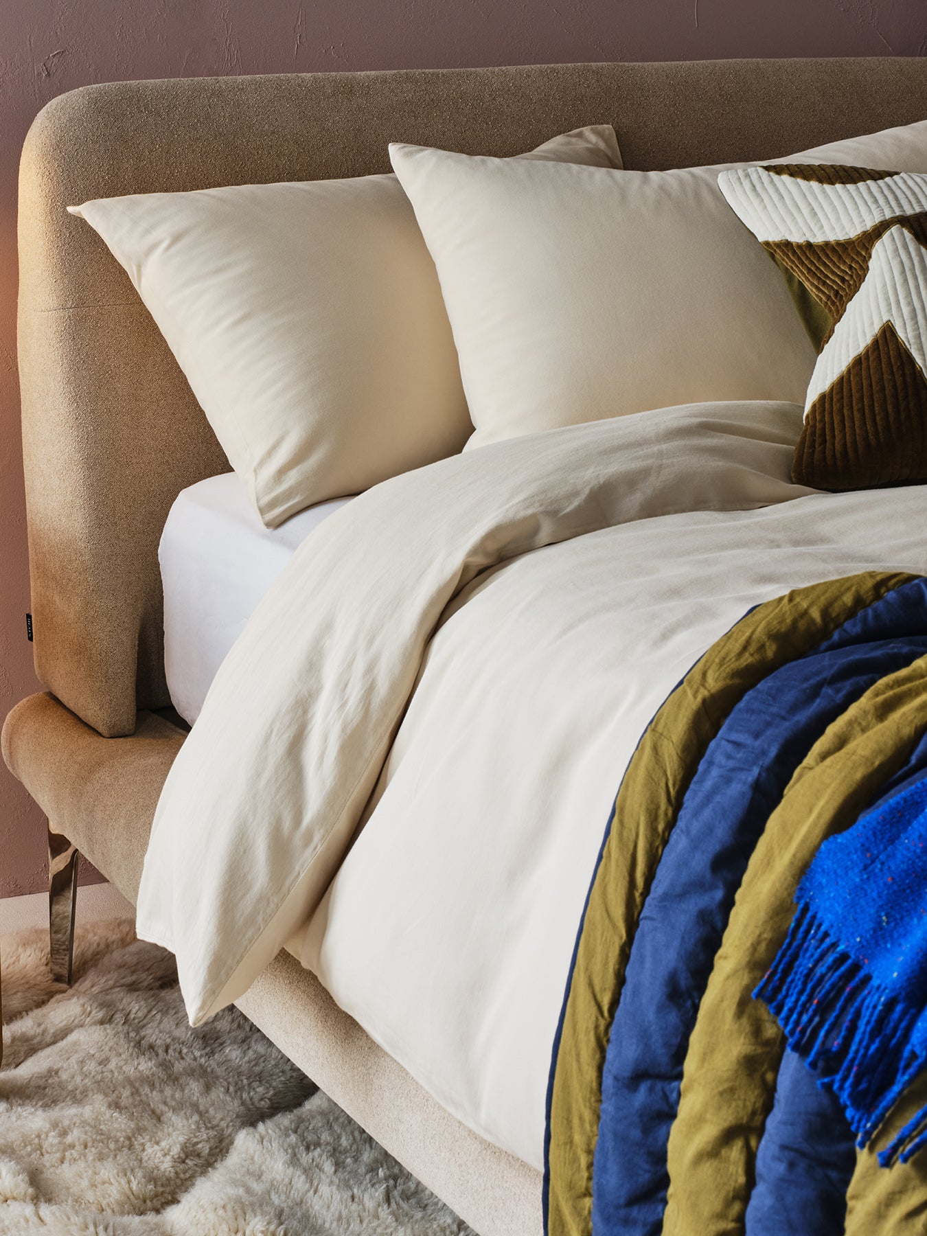 Stripe Quilt Navy Olive Large