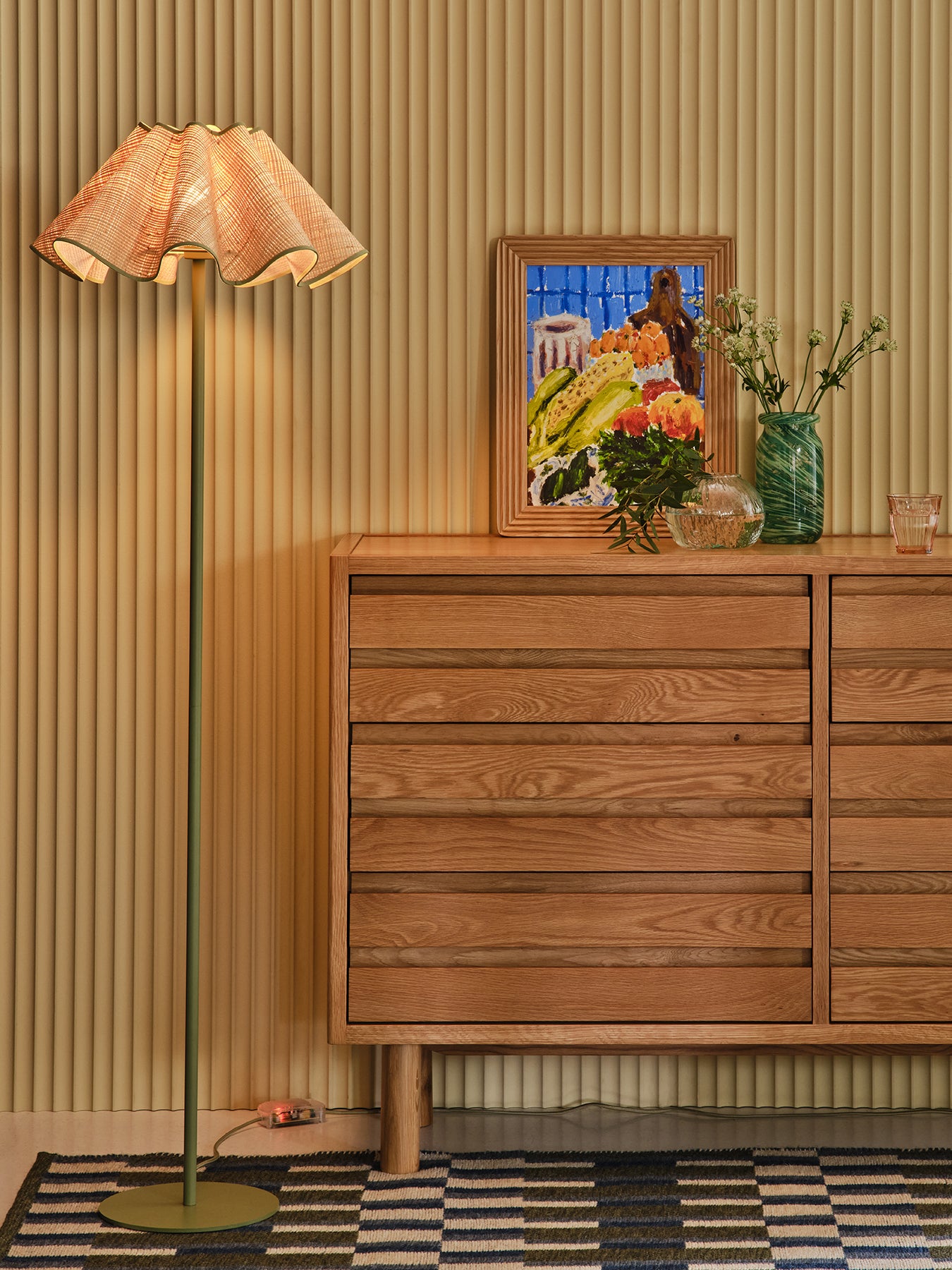 Raffia Floor Lamp Green