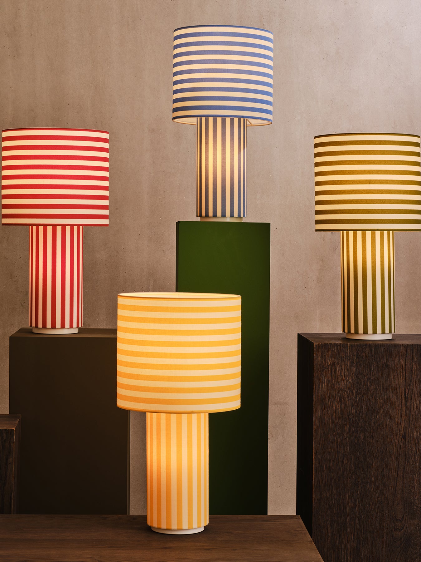 Raie Fabric Table Lamp Blue White