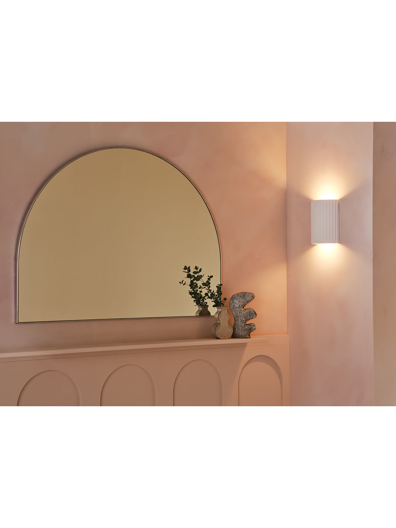 Larkin Fluted Plaster Cylinder Wall Light White
