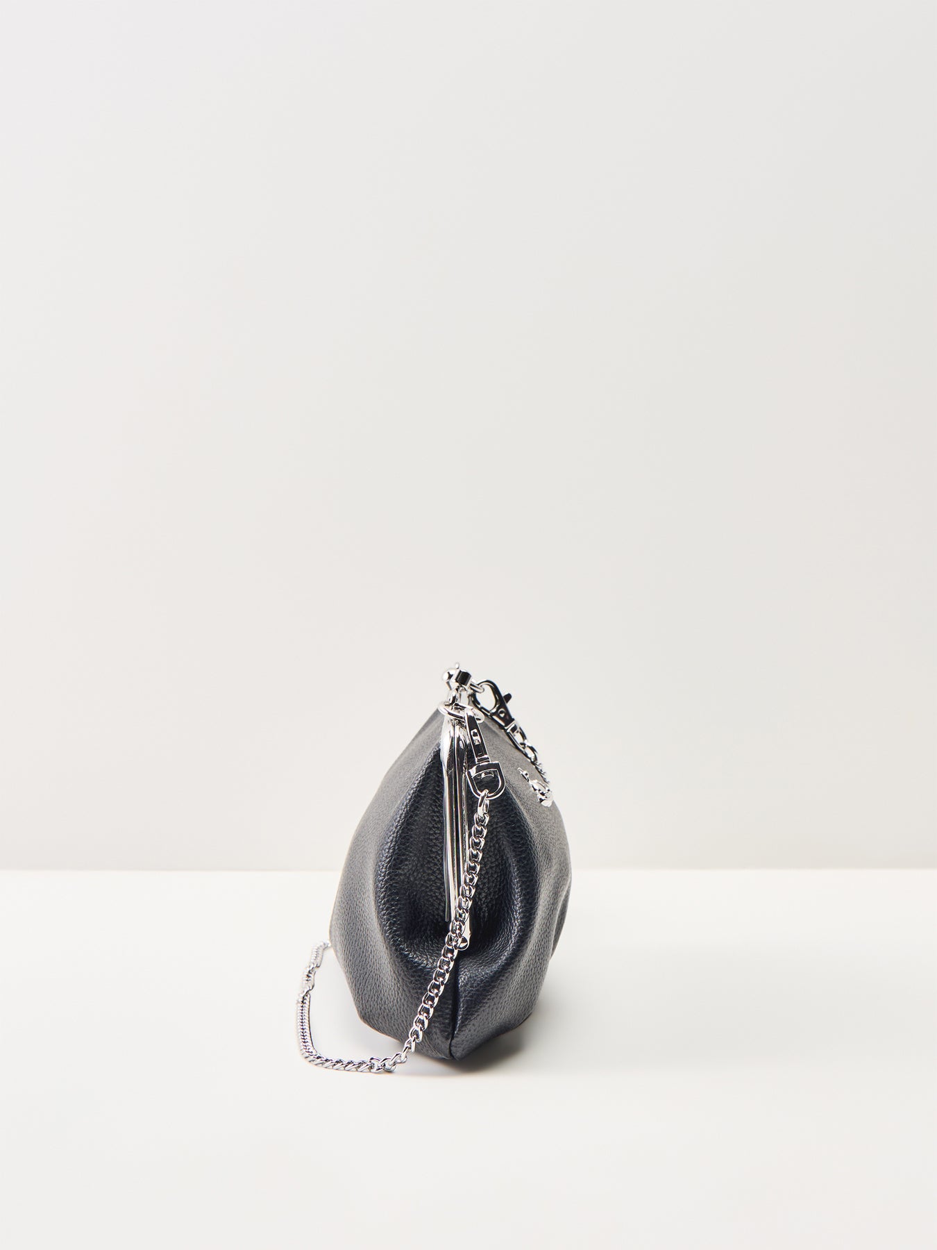 Granny Frame Vegan Leather Top Handle Bag Black