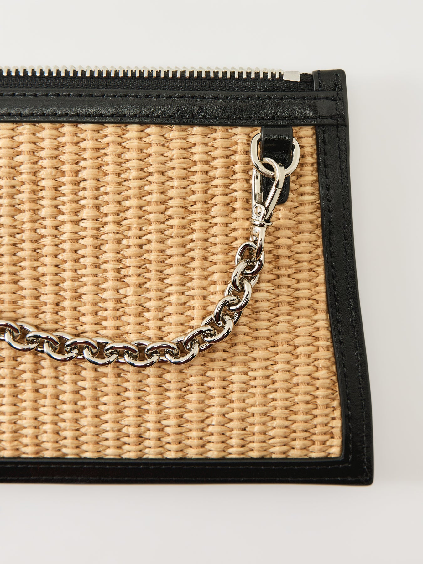 Small Flat Zip Clutch Beige