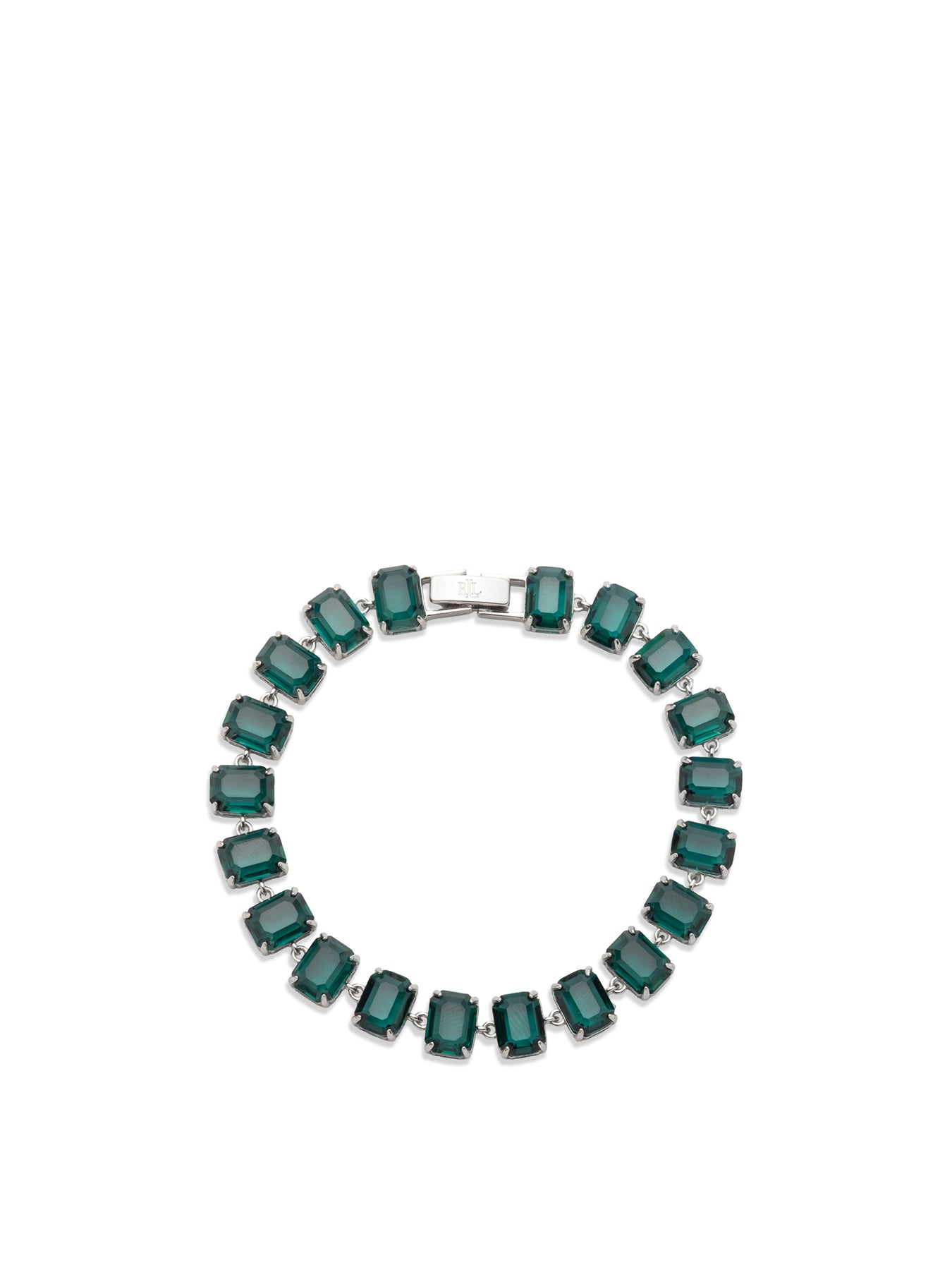 Rhodium Emerald Tennis Flex Bracelet 7.25in
