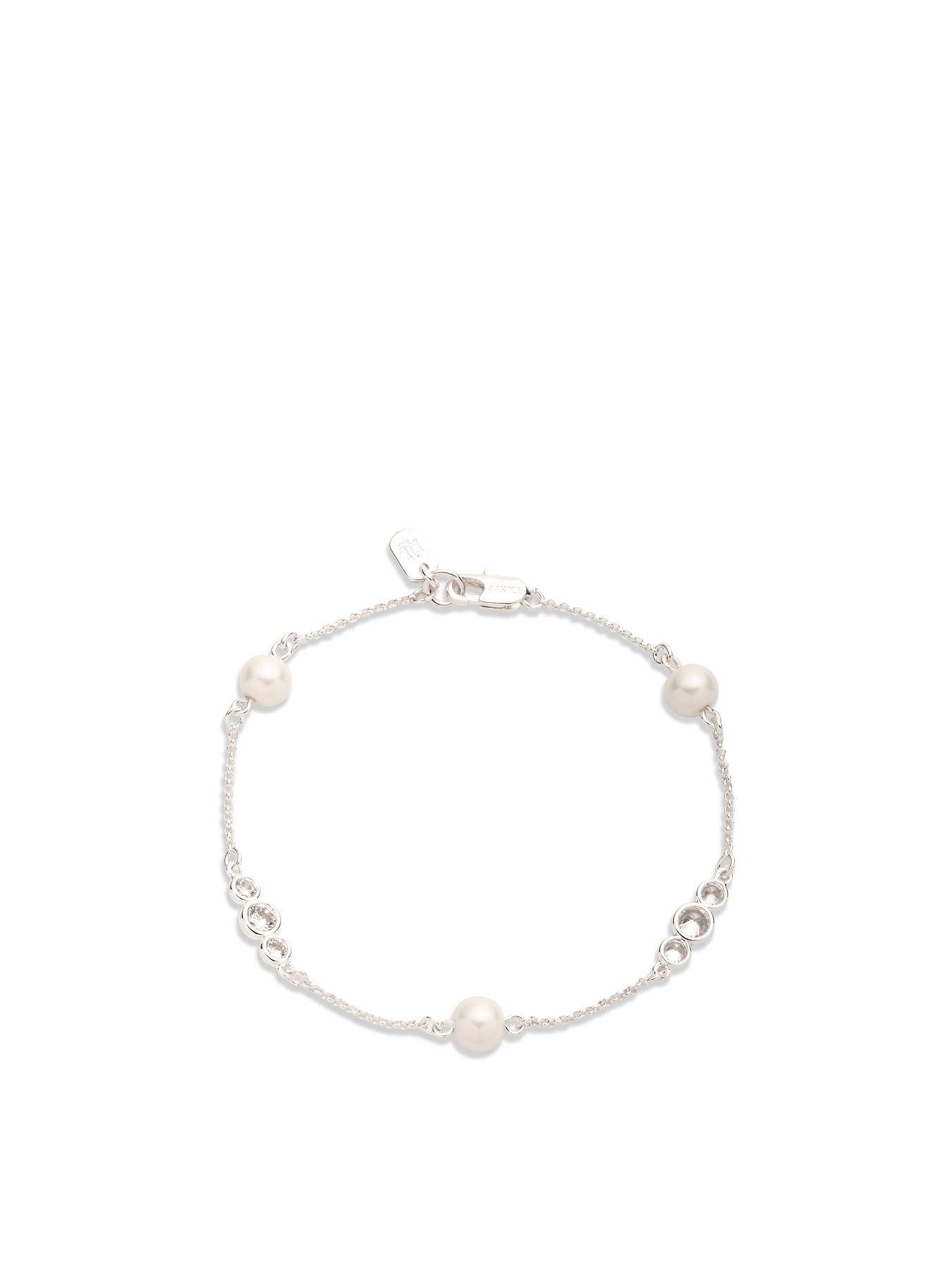 CZ Station Flex Bracelet Silver