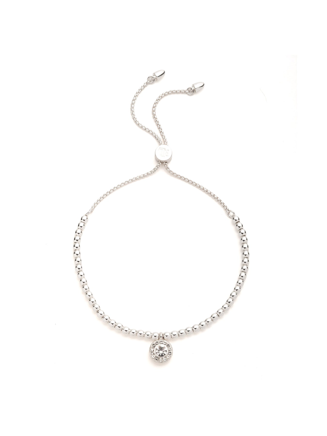 Pave Bead Slider Bracelet Silver