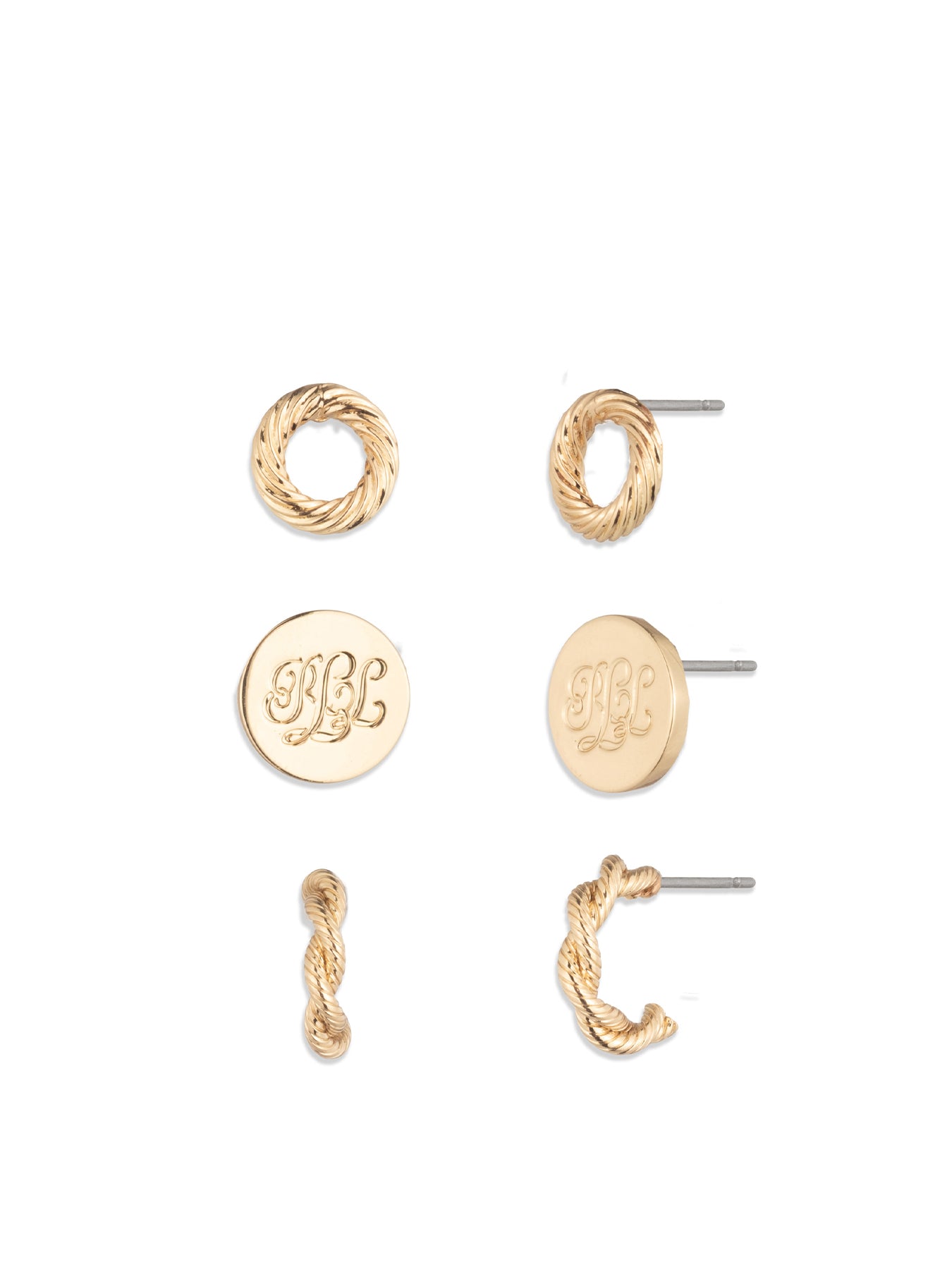Rope Trio Earrings Gold