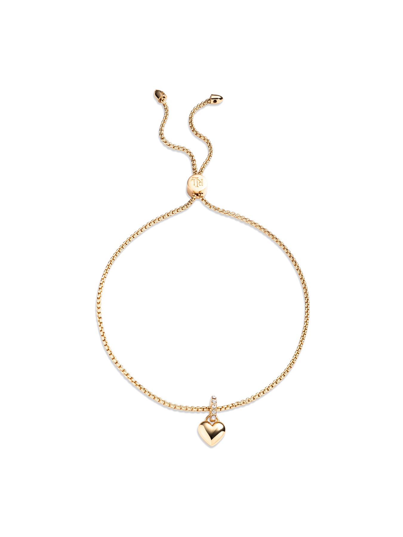 Puffy Heart Slider Bracelet Gold
