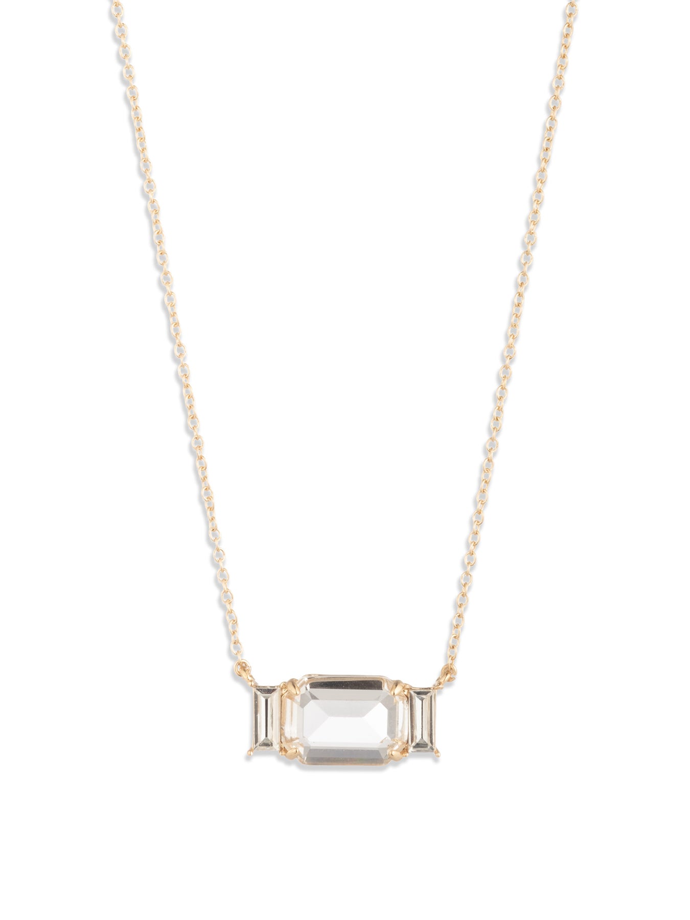 Crystal Stone Pendant Necklace Gold