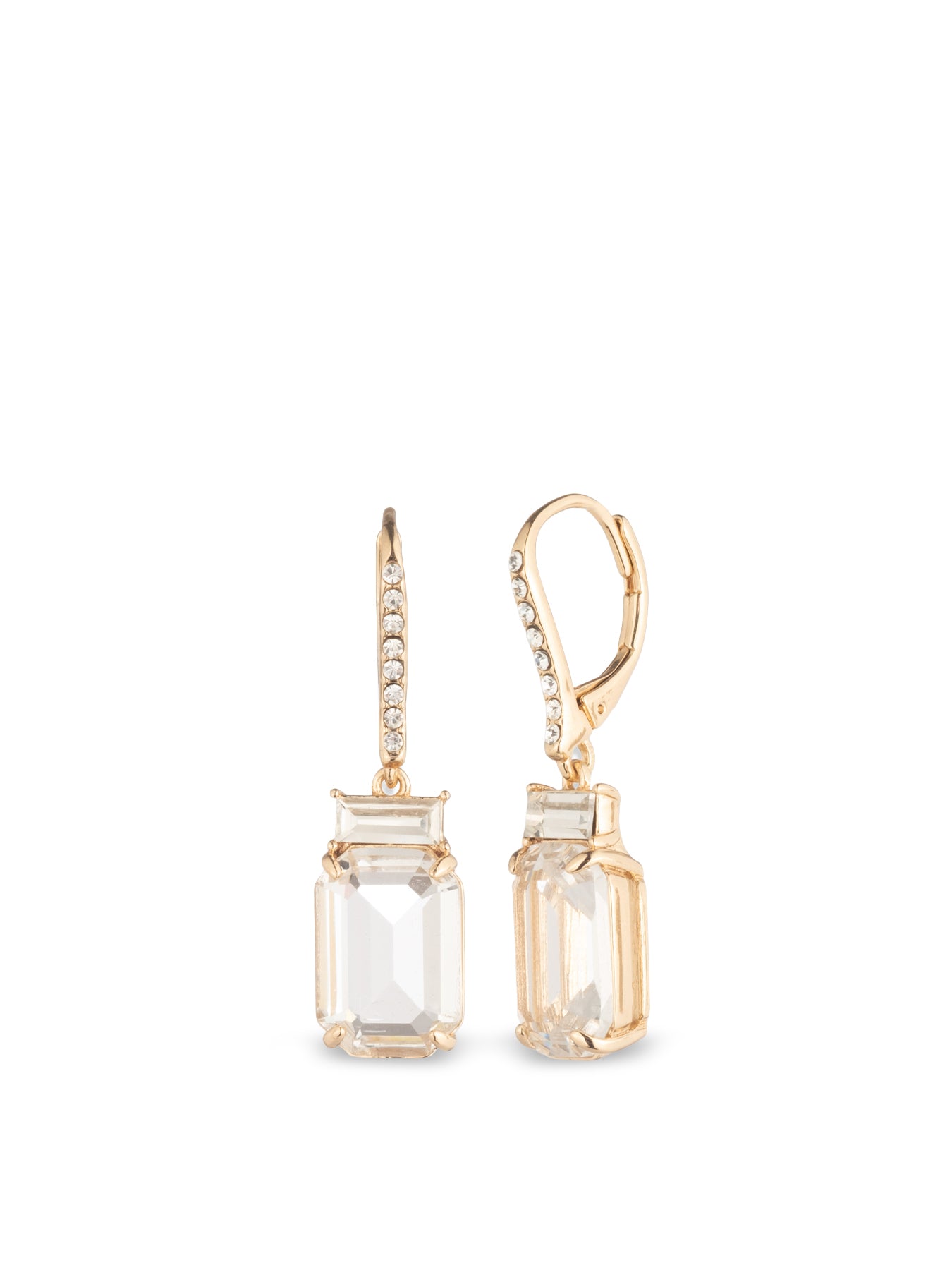 Crystal Stone Drop Earrings Gold