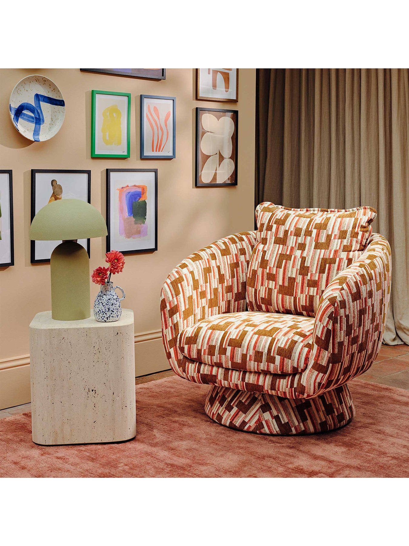 Francois Swivel Chair Brown