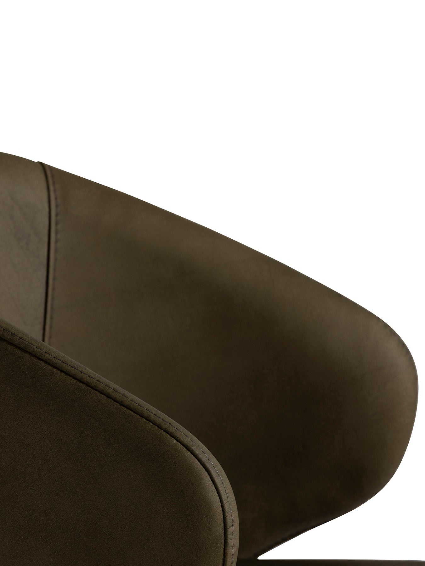 Minerva Green Leather Curved Dining Chair