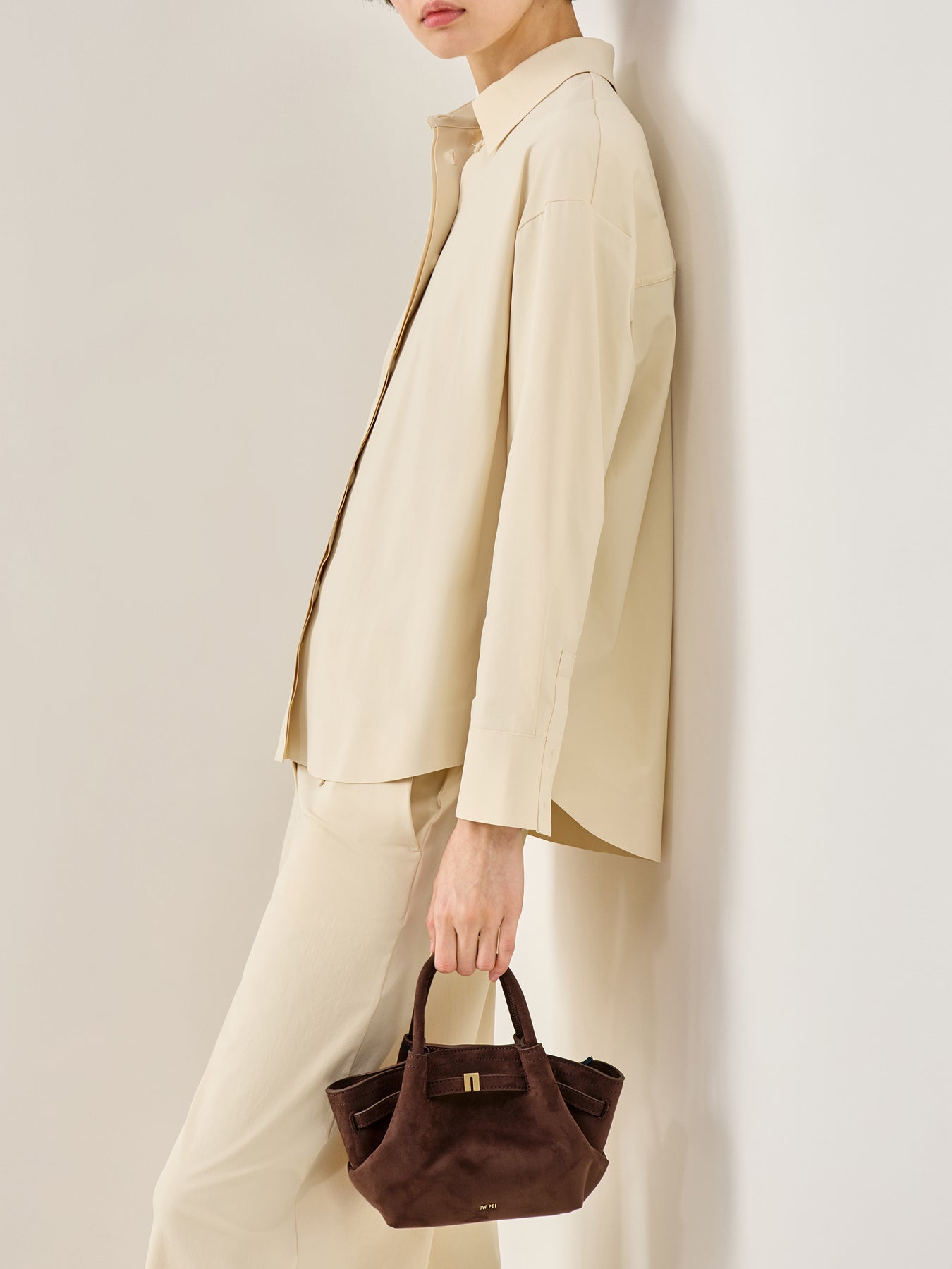 Hana Mini Faux Suede Tote Bag Taupe