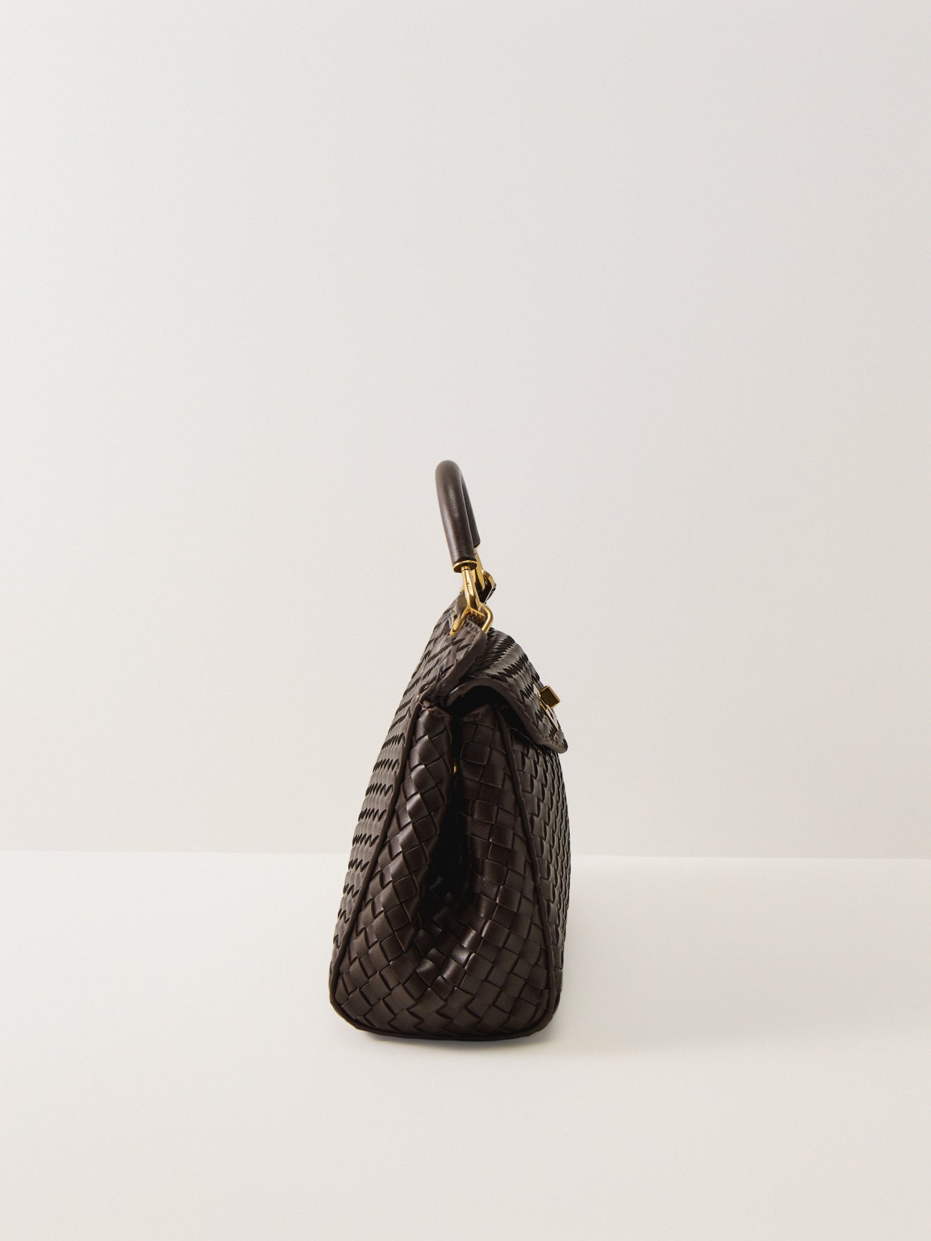 Lucia Classic Top Handle Woven Bag Cream