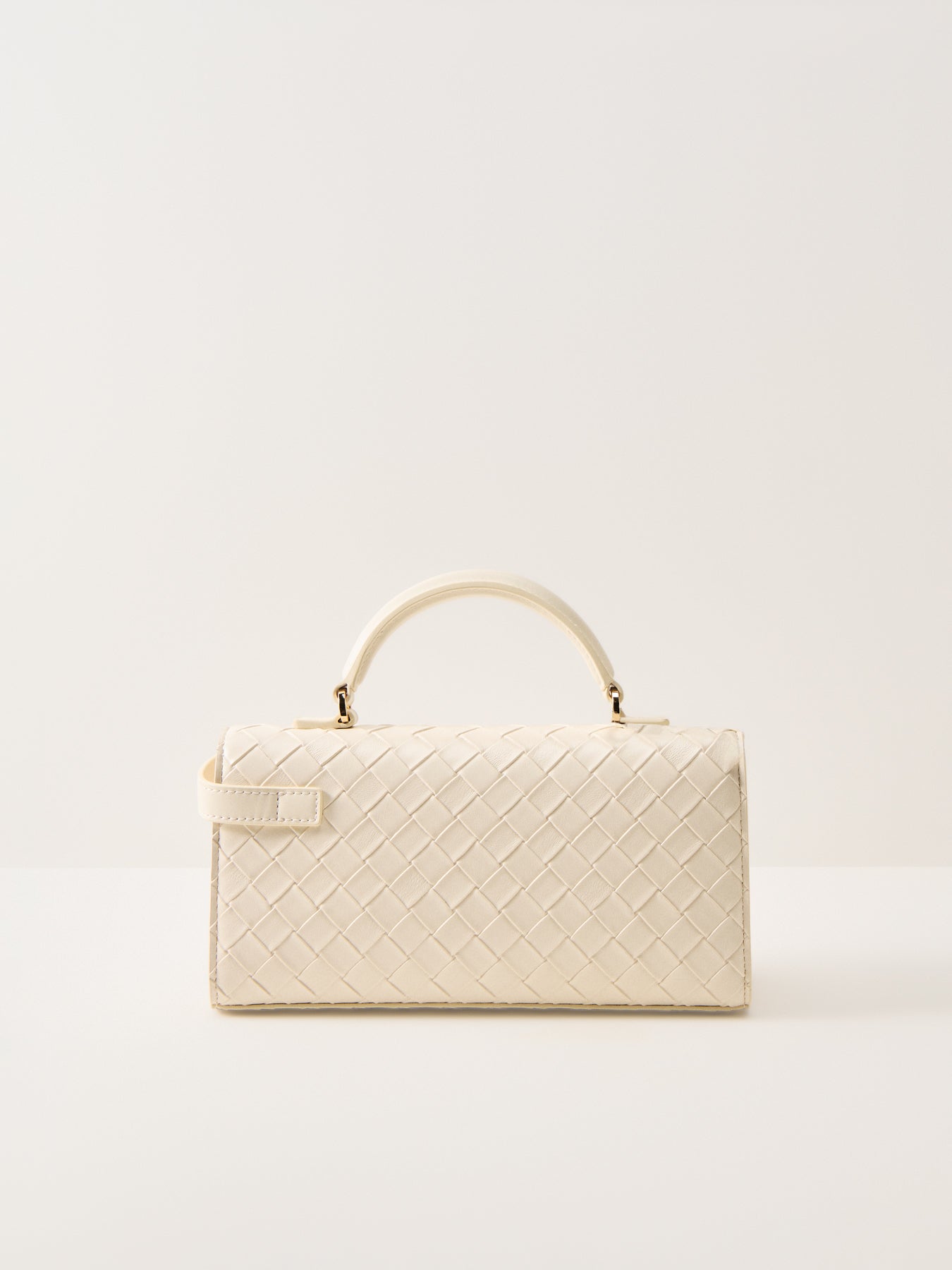 Keyla Weave Top Handle Bag White
