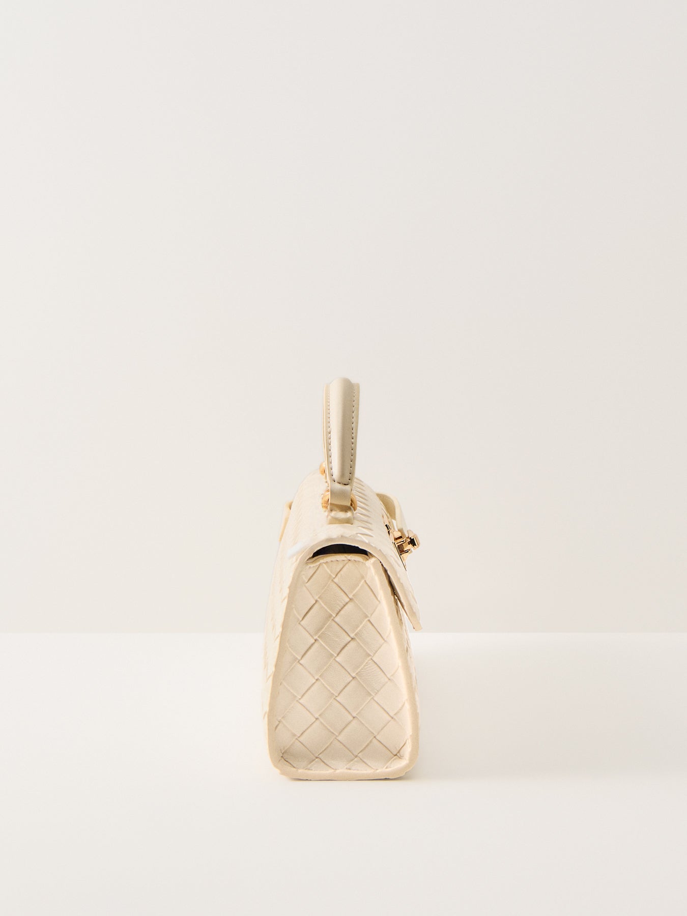 Keyla Weave Top Handle Bag White