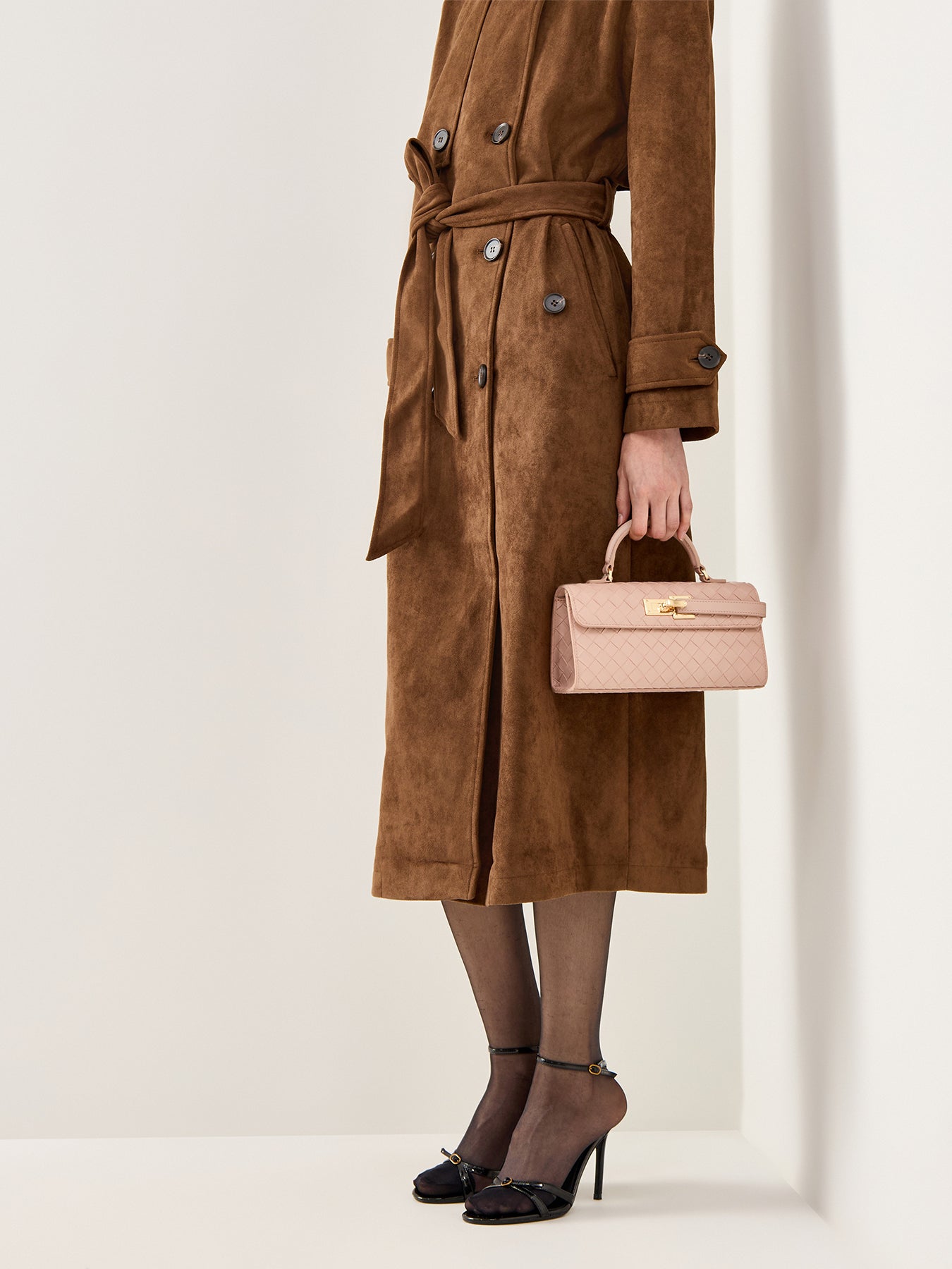 Keyla Weave Top Handle Bag Pink