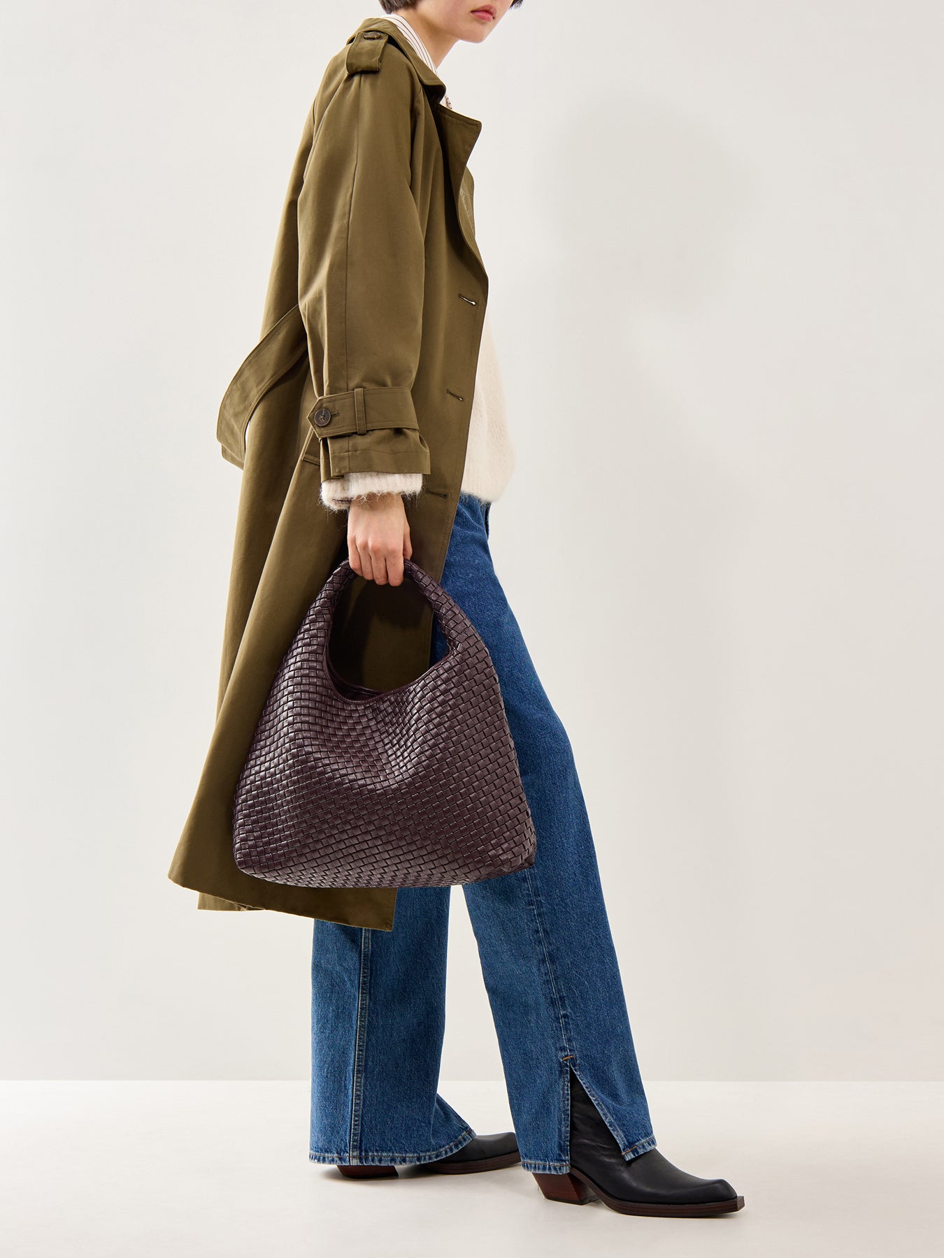 Laura Woven Shoulder Bag Burgundy