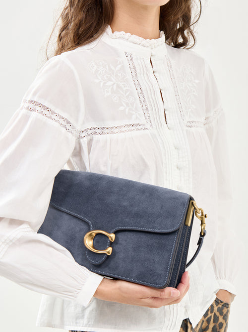 Suede Chain Tabby Shoulder Bag Blue