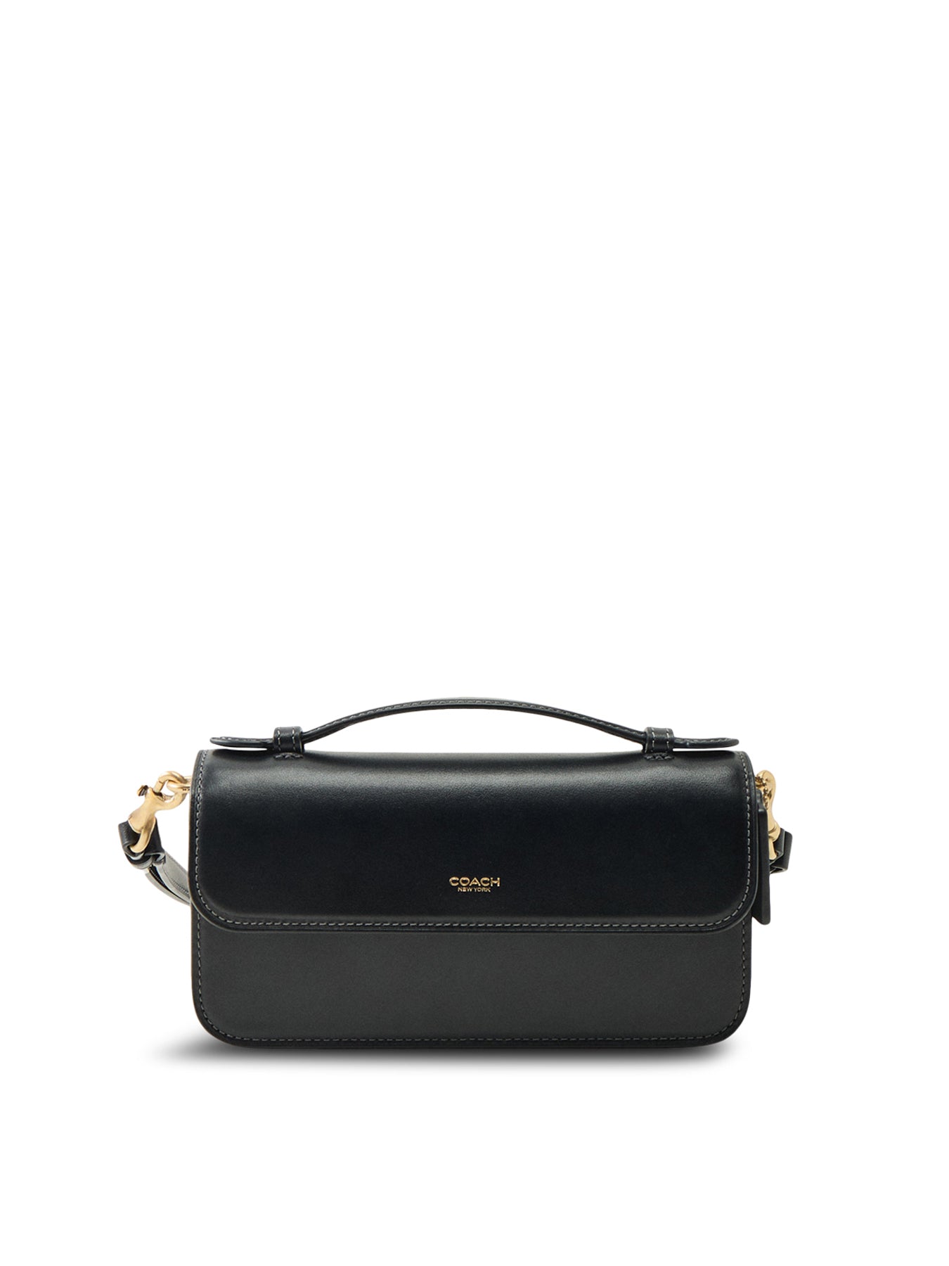Elora Refined Calf Leather Top Handle Crossbody Bag Black
