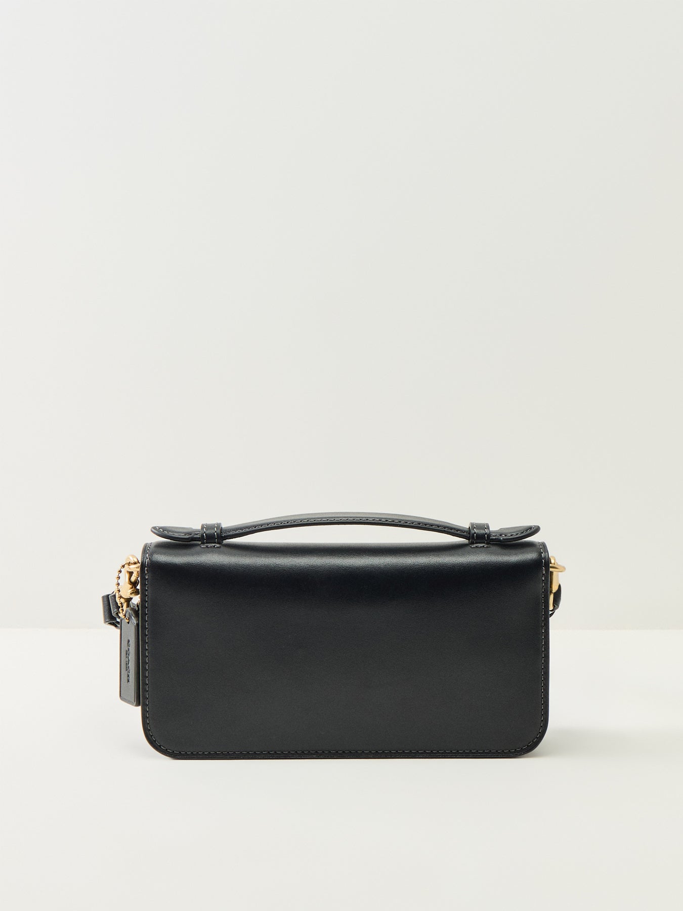 Elora Refined Calf Leather Top Handle Crossbody Bag Black