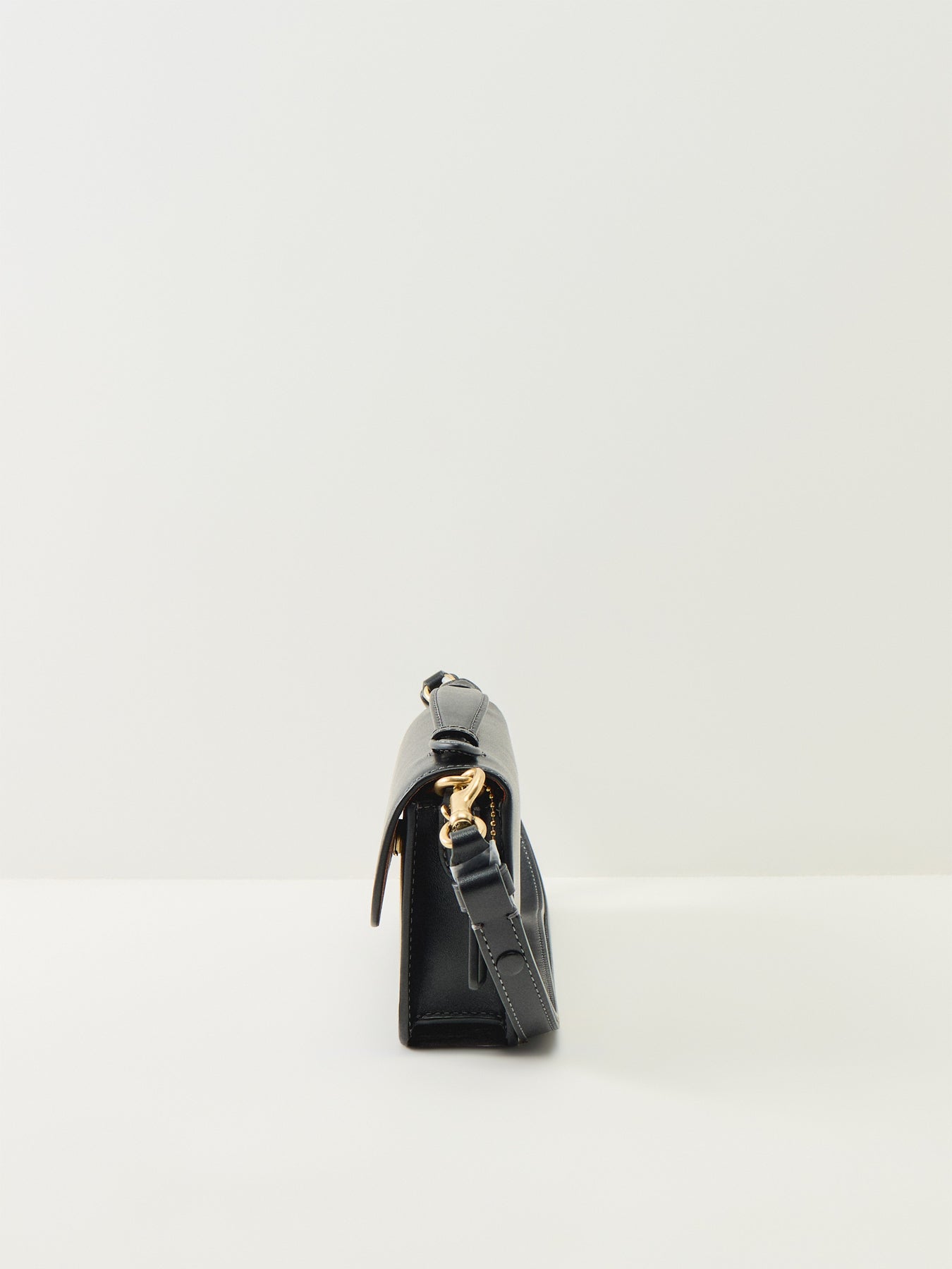 Elora Refined Calf Leather Top Handle Crossbody Bag Black